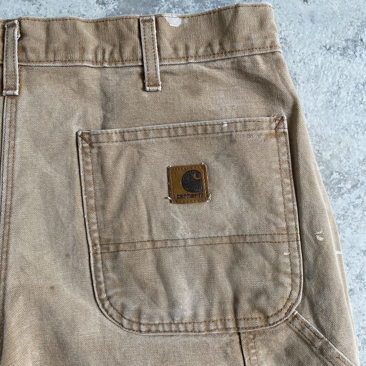 Carhartt Size 33x31 Vintage Carhartt Faded Tan Dirty Carpenter pants Size US 33 - 22 Thumbnail