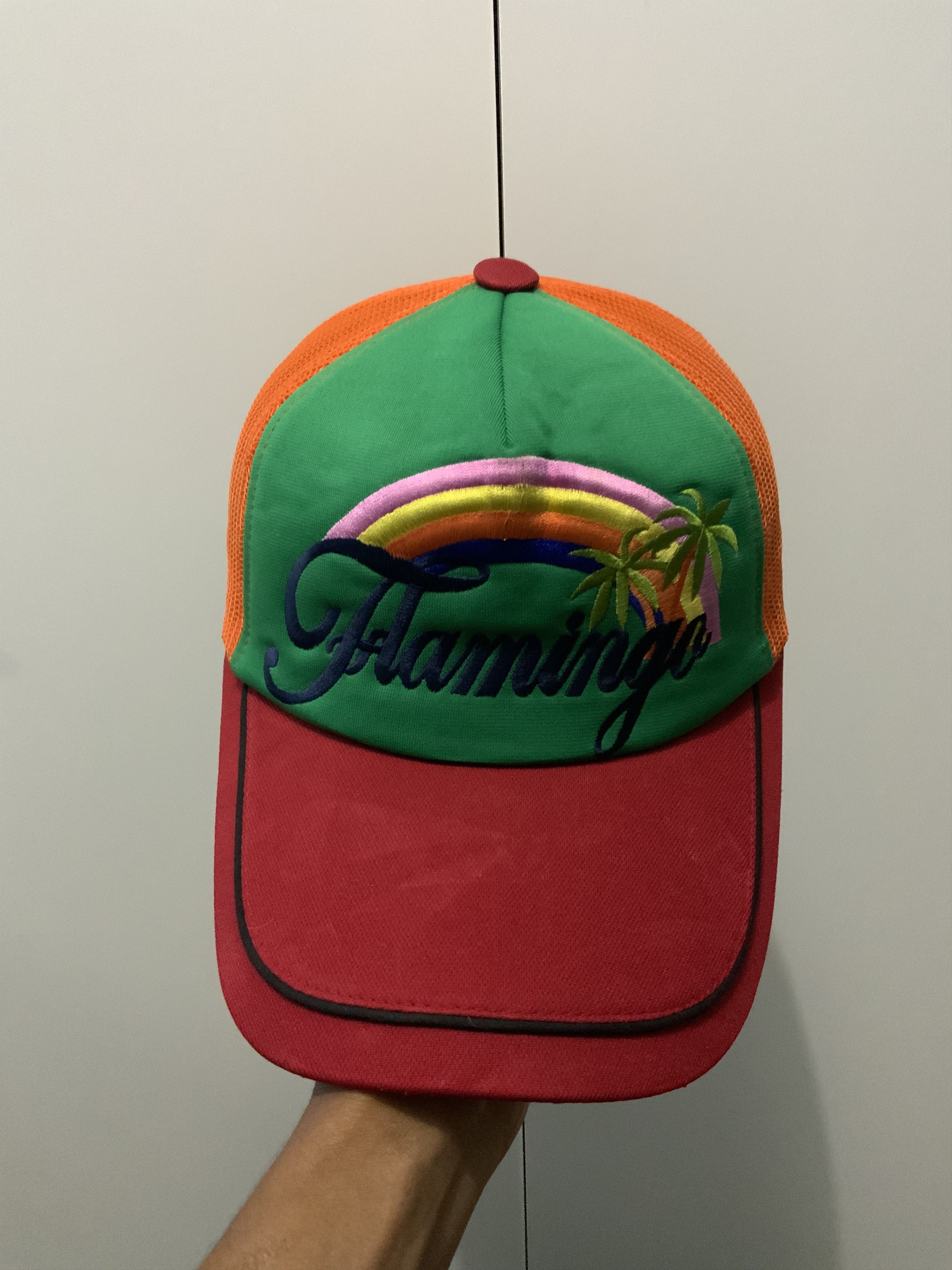 If Six Was Nine Flamingo Rainbow Multicolor Trucker Hat Size ONE SIZE - 7 Thumbnail