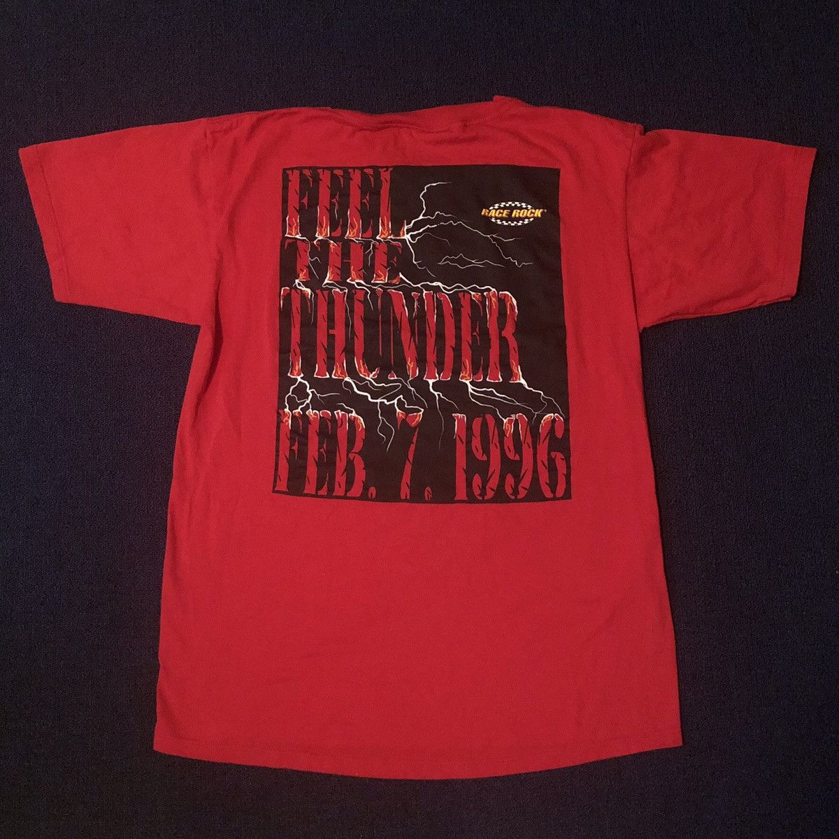NASCAR Vintage 1990s NASCAR Race Rock Feel The Thunder Graphic Tee Size US L / EU 52-54 / 3 - 5 Thumbnail