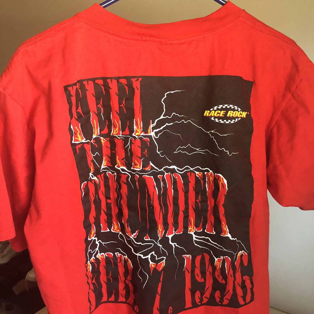 NASCAR Vintage 1990s NASCAR Race Rock Feel The Thunder Graphic Tee Size US L / EU 52-54 / 3 - 3 Thumbnail