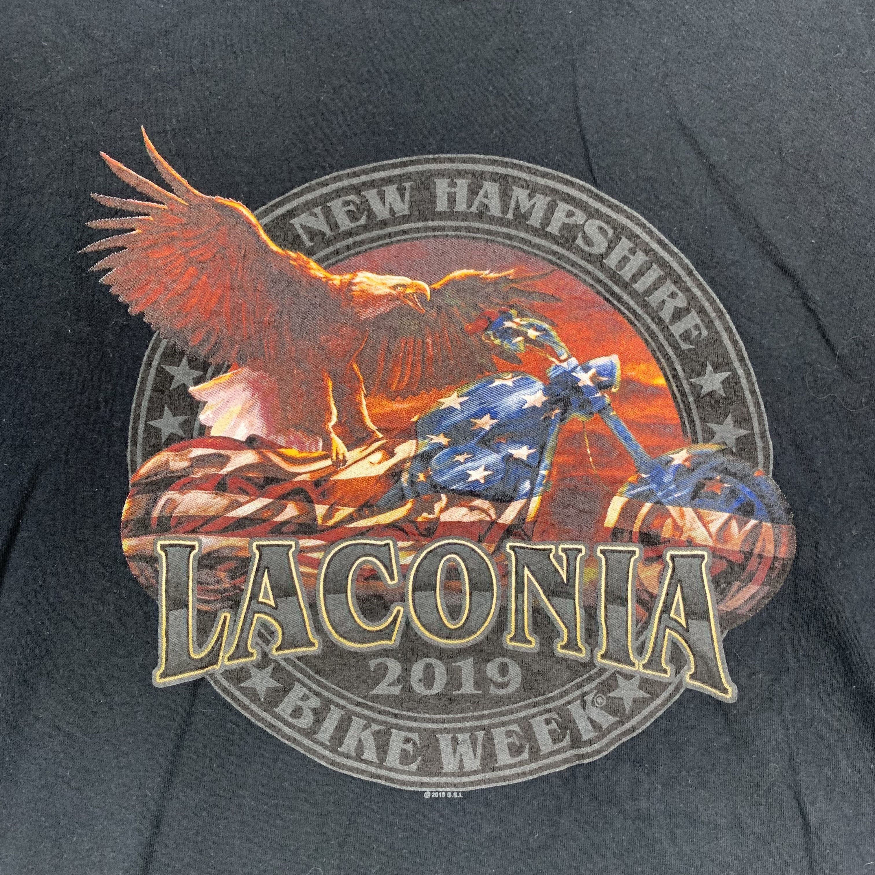 Gildan Laconia Bike Week 2019 Graphic Printed T Shirt #4179-145 Size US XL / EU 56 / 4 - 2 Thumbnail