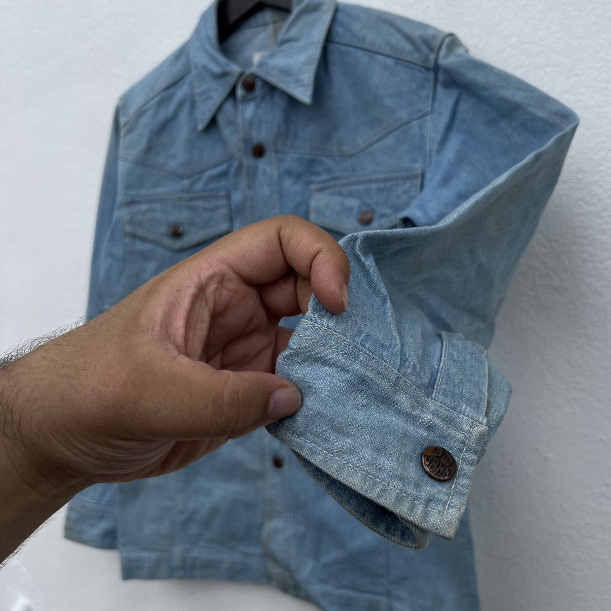 Japanese Brand VINTAGE CHAMBRAY BIG JOHN CARGO POCKET LIGHT JACKET Size US M / EU 48-50 / 2 - 7 Thumbnail