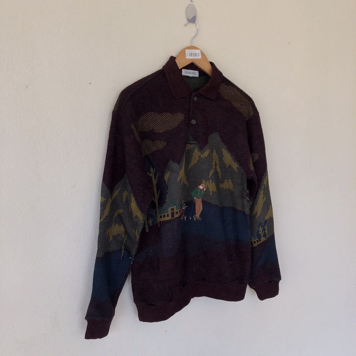 Japanese Brand VINTAGE PRINTED COLLARSWEATSHIRT DEBIERRE Size US L / EU 52-54 / 3 - 3 Thumbnail