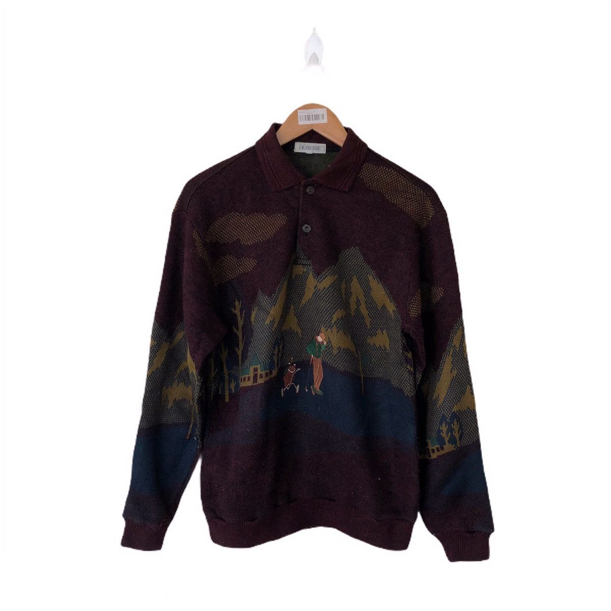 Japanese Brand VINTAGE PRINTED COLLARSWEATSHIRT DEBIERRE Size US L / EU 52-54 / 3 - 1 Thumbnail