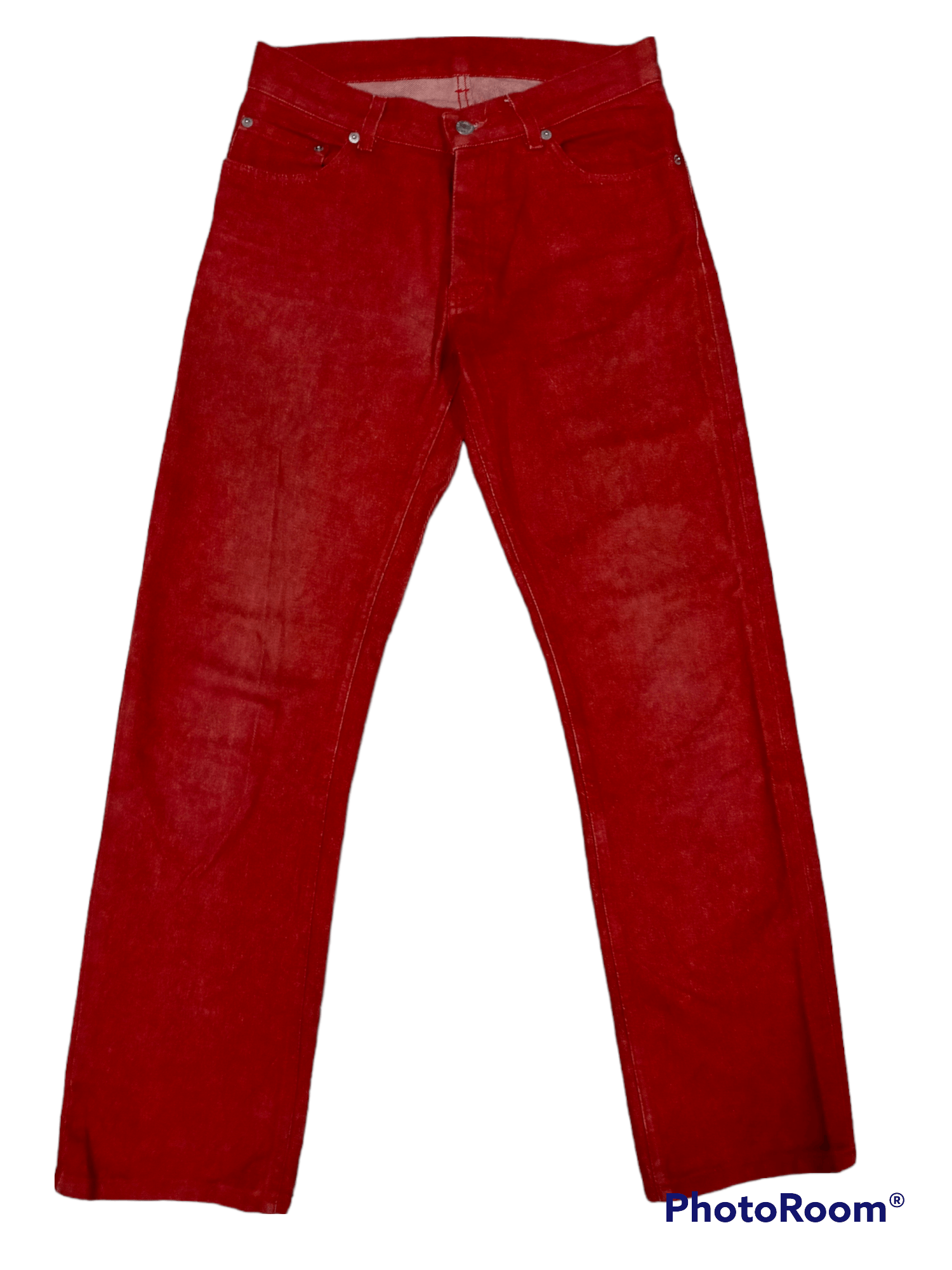 Helmut Lang Helmut Lang 1998 Red raw denim pants Size US 30 / EU 46 - 1 Thumbnail