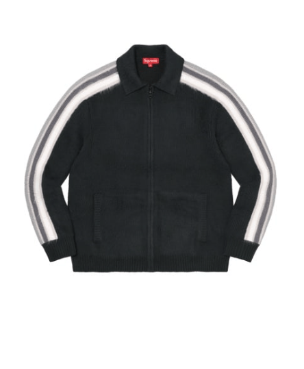Supreme Supreme Sleeve Stripe Zip Up Sweater Black | Grailed