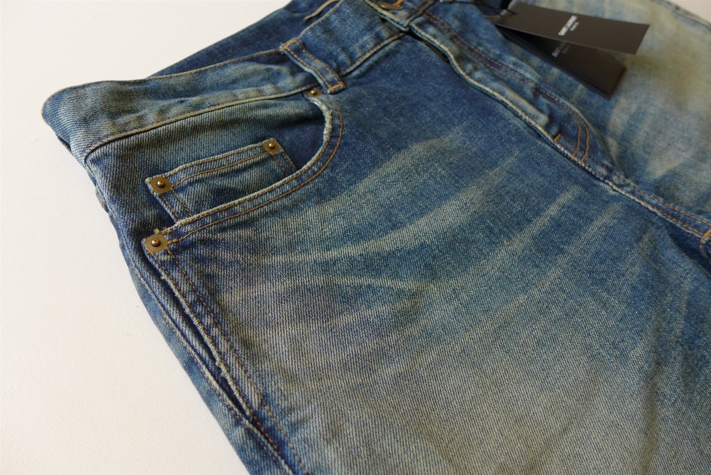 Saint Laurent Paris Saint Laurent D24 Washed Blue Denim Jeans. Size US 34 / EU 50 - 9 Thumbnail