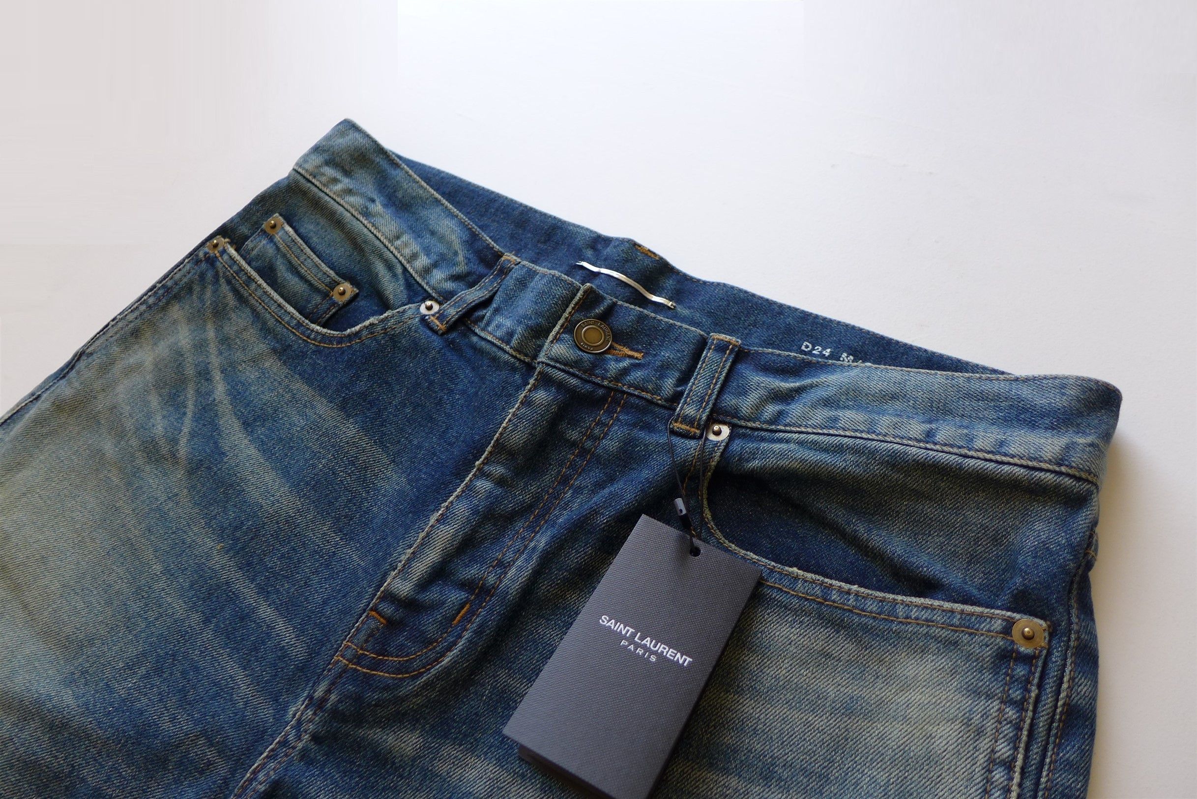 Saint Laurent Paris Saint Laurent D24 Washed Blue Denim Jeans. Size US 34 / EU 50 - 7 Thumbnail