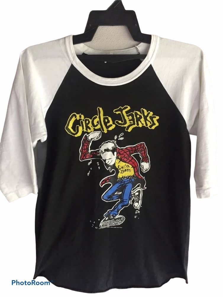 image of Band Tees x Vintage Circle Jerks 2003 Raglan in Black, Men's (Size Medium)