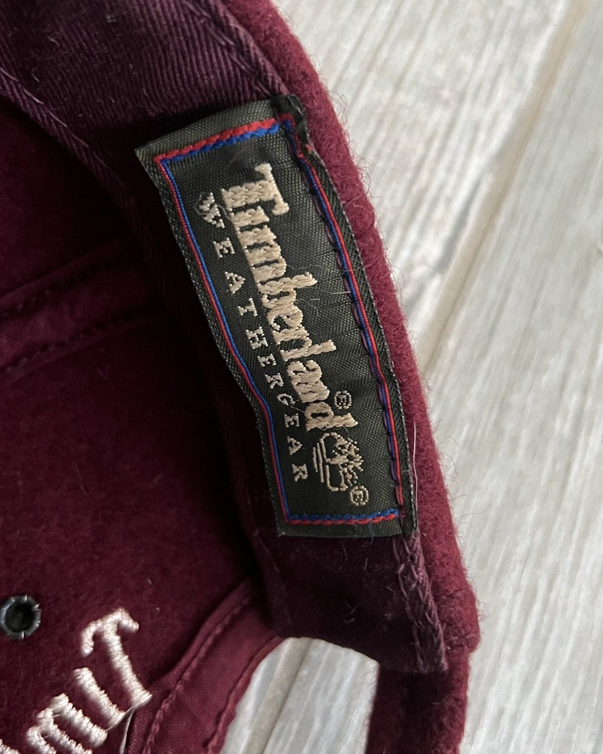 Timberland × Vintage 1990s Timberland Burgundy Leather Embroidered Vintage Hat Size ONE SIZE - 10 Thumbnail