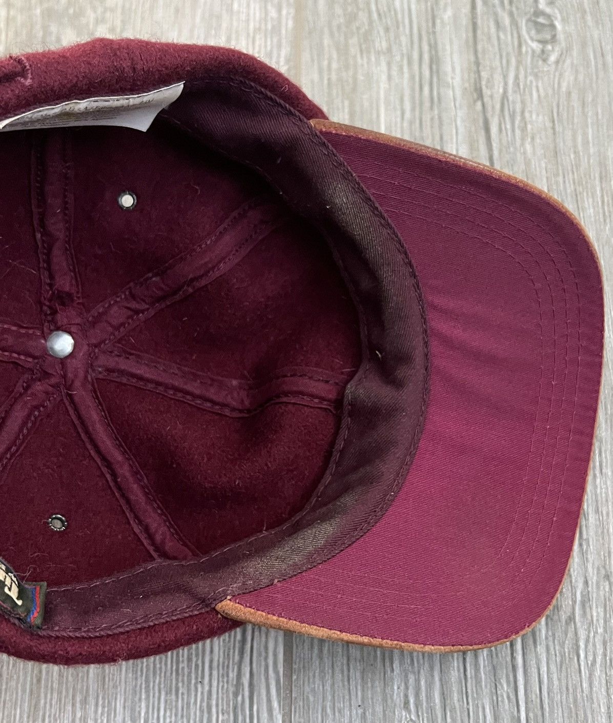 Timberland × Vintage 1990s Timberland Burgundy Leather Embroidered Vintage Hat Size ONE SIZE - 6 Thumbnail