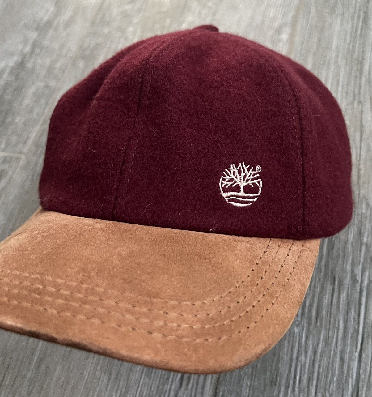 Timberland × Vintage 1990s Timberland Burgundy Leather Embroidered Vintage Hat Size ONE SIZE - 4 Thumbnail