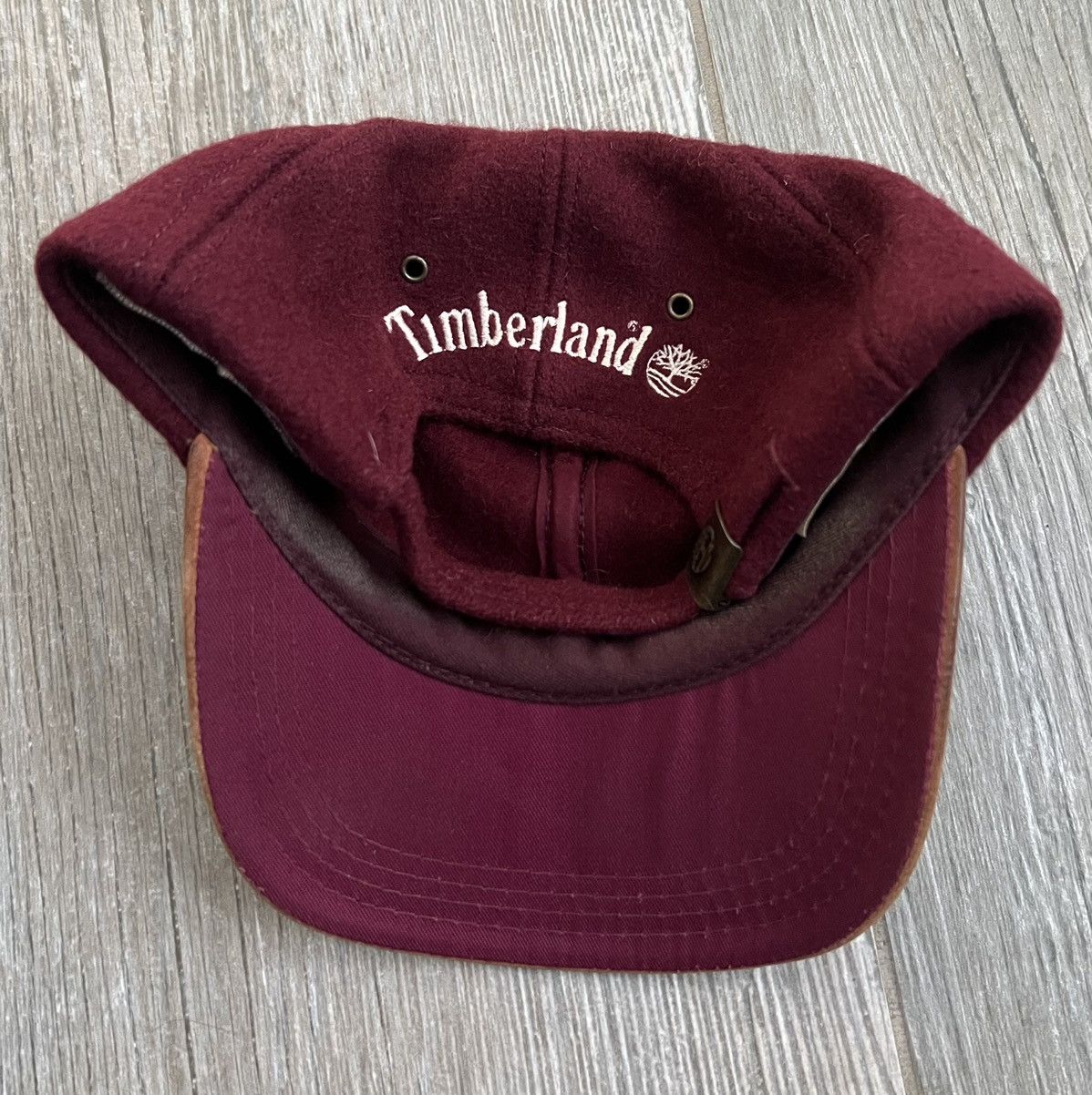 Timberland × Vintage 1990s Timberland Burgundy Leather Embroidered Vintage Hat Size ONE SIZE - 8 Thumbnail