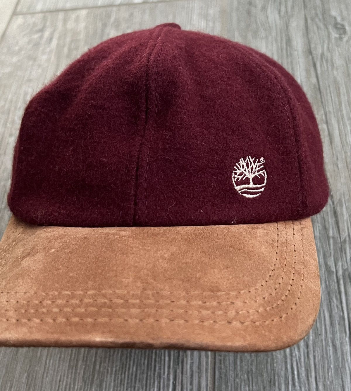 Timberland × Vintage 1990s Timberland Burgundy Leather Embroidered Vintage Hat Size ONE SIZE - 2 Thumbnail