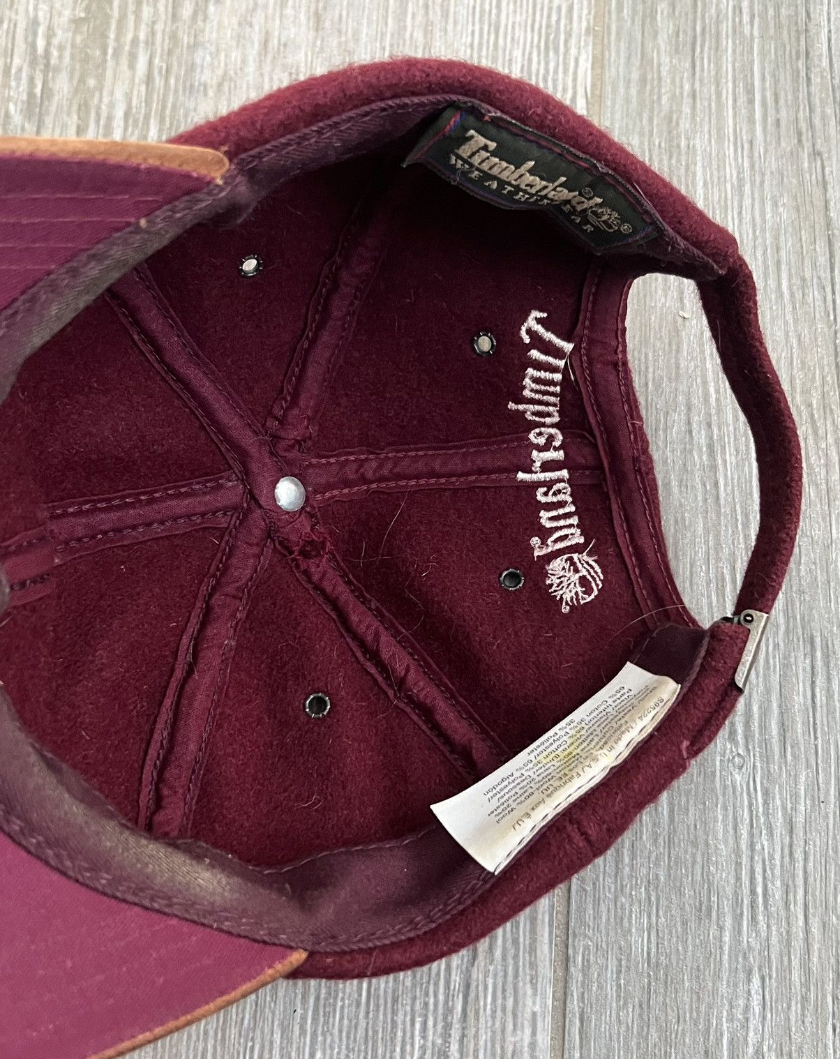 Timberland × Vintage 1990s Timberland Burgundy Leather Embroidered Vintage Hat Size ONE SIZE - 7 Thumbnail