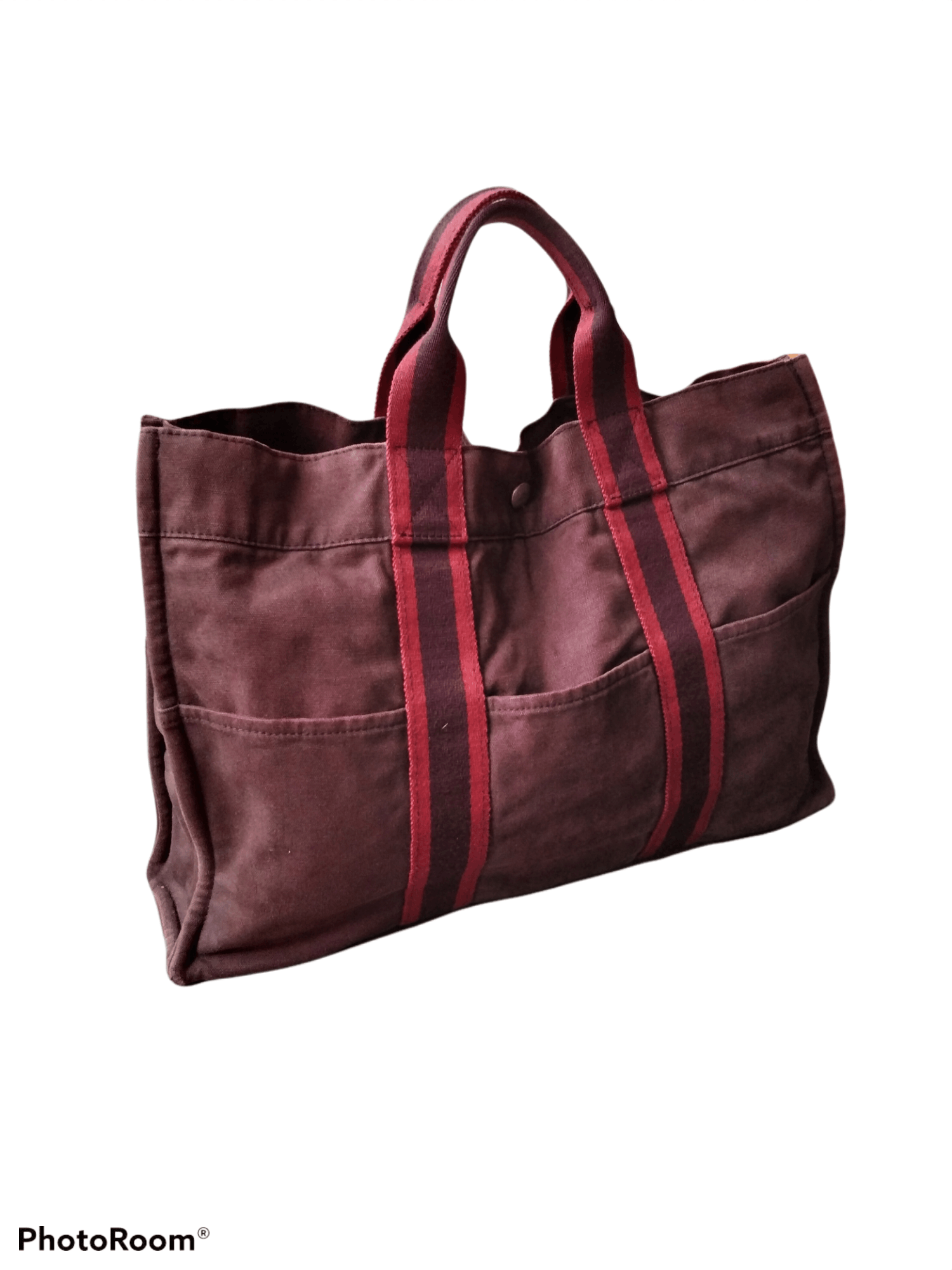 Hermes Hermès Fourre-Tout MM Canvas Tote Bag - Burgundy Size ONE SIZE - 1 Thumbnail