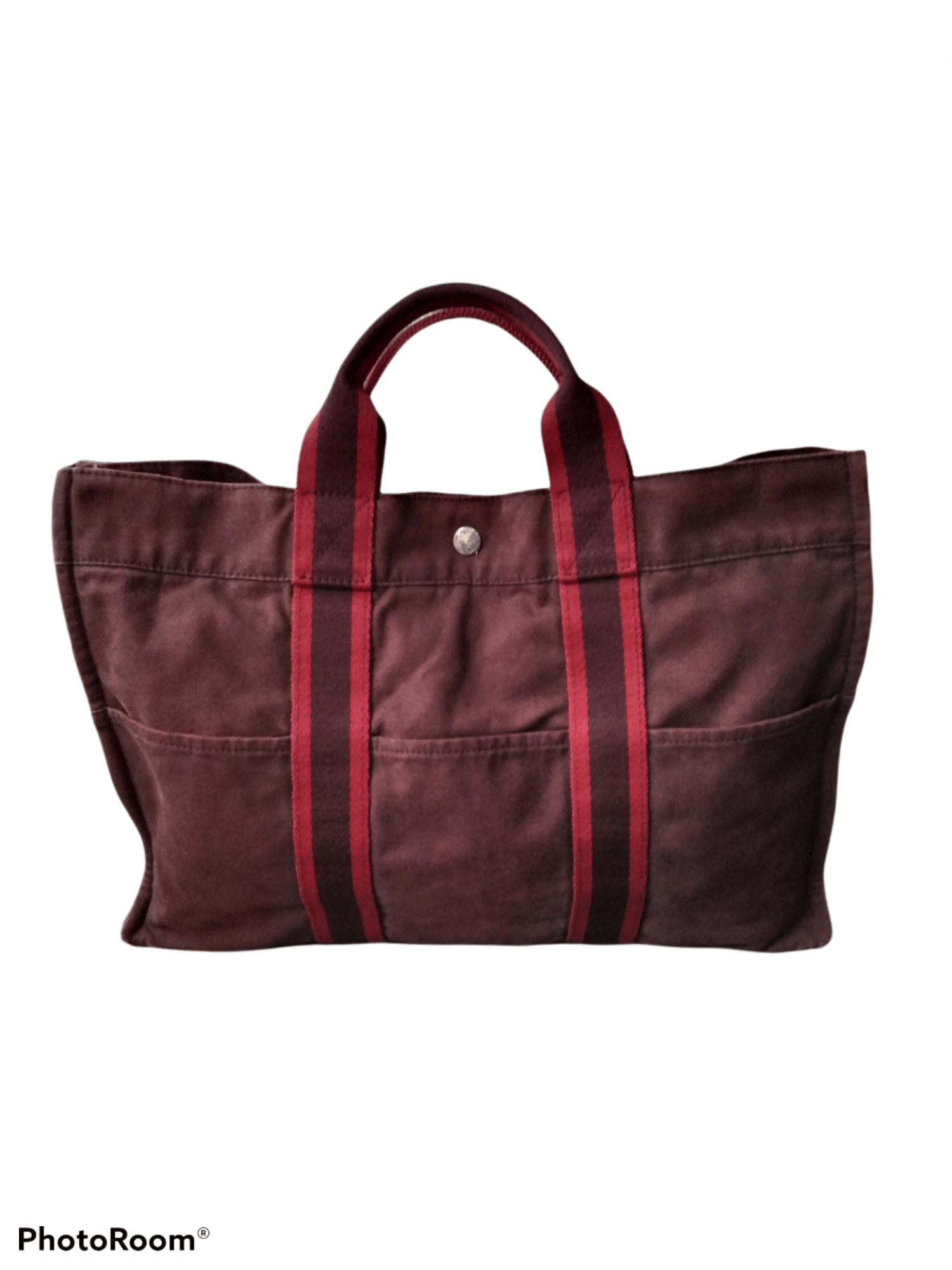 Hermes Hermès Fourre-Tout MM Canvas Tote Bag - Burgundy Size ONE SIZE - 3 Thumbnail