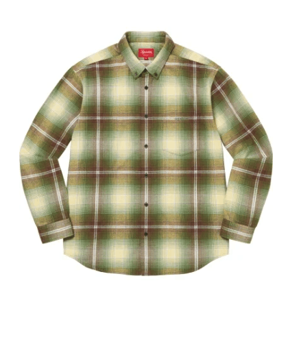 Supreme Shadow Plaid Flannel Shirt Green Size Medium