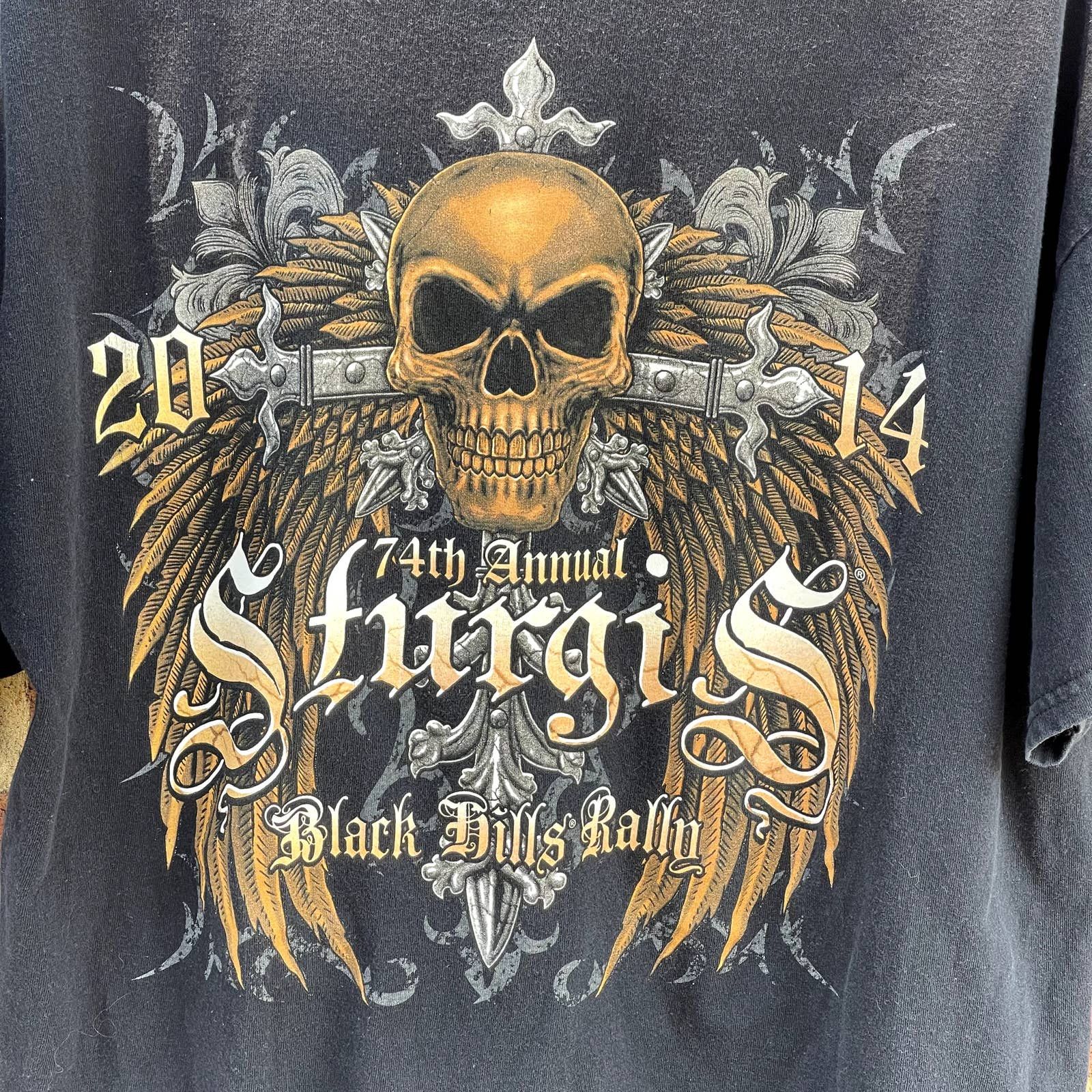Vintage Sturgis Motorcycle Rally Shirt 2014 Y2K Tribal Skulls XL Size US XL / EU 56 / 4 - 6 Thumbnail