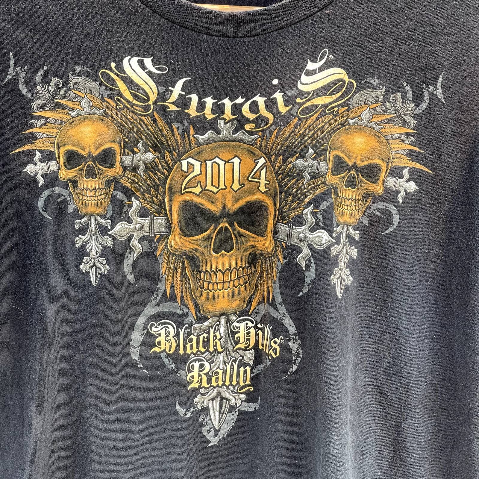 Vintage Sturgis Motorcycle Rally Shirt 2014 Y2K Tribal Skulls XL Size US XL / EU 56 / 4 - 3 Thumbnail