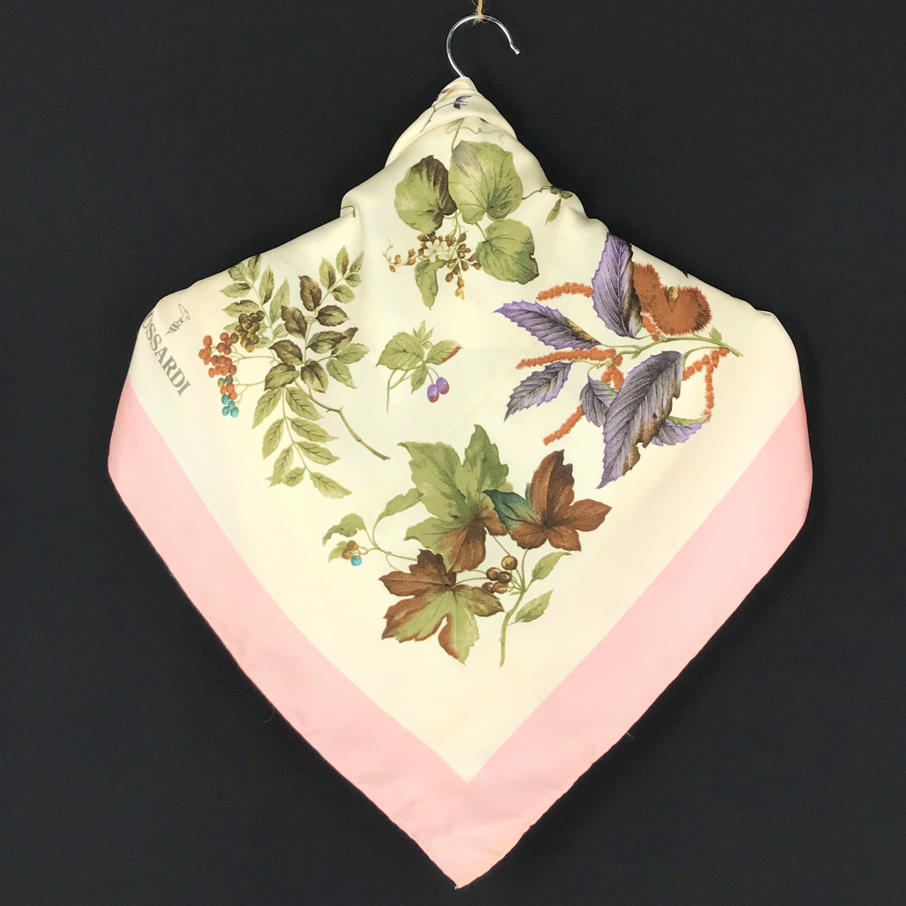 TR814 Vintage Trussardi Silk Scarf Flora Flower