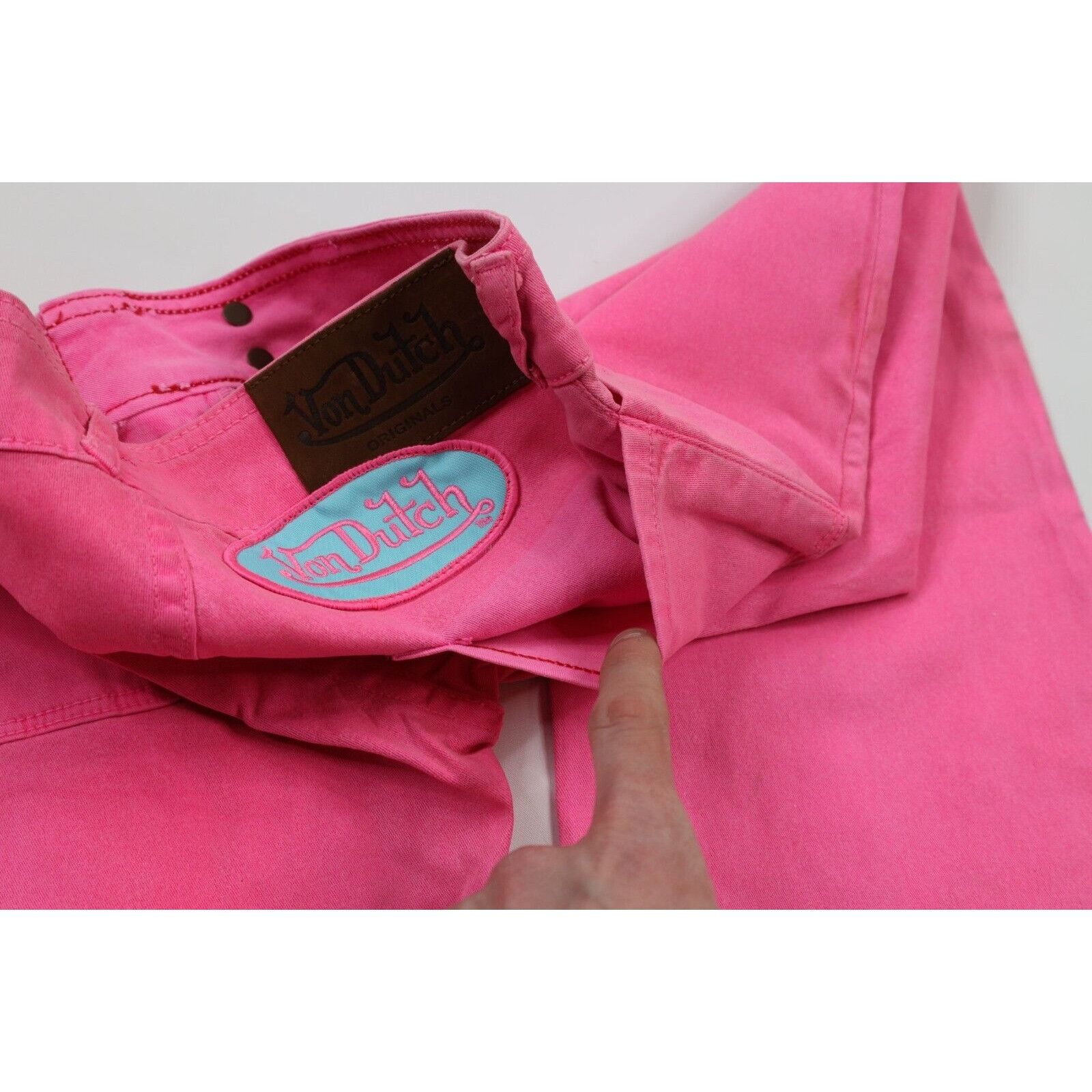 Vintage × Von Dutch NOS Vintage Y2K Von Dutch Barbie Wide Leg Flared Jeans Pink Size 28" / US 6 / IT 42 - 10 Thumbnail