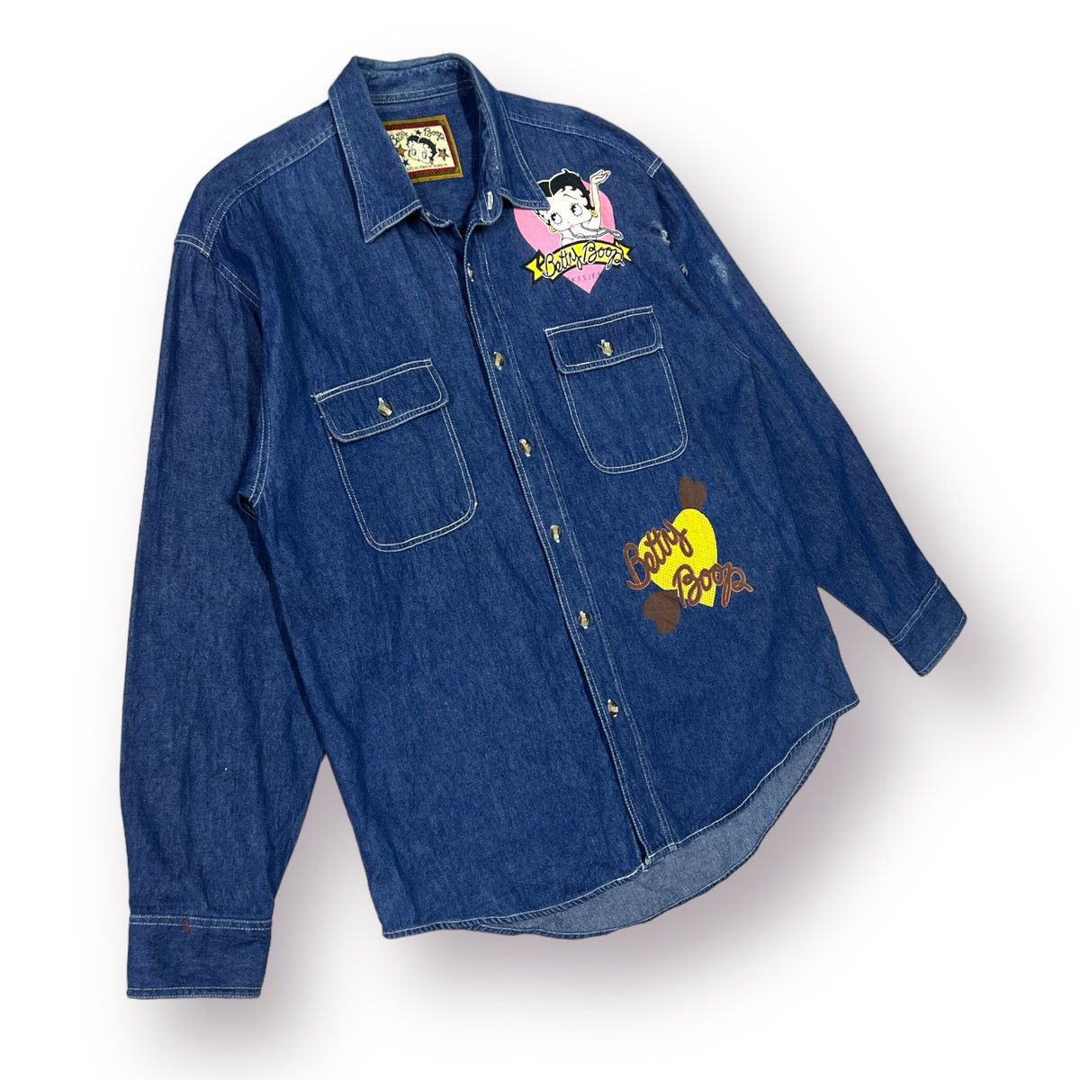 Cartoon Network Vtg Betty Boop denim Y2k distressed shirt Size US M / EU 48-50 / 2 - 4 Thumbnail