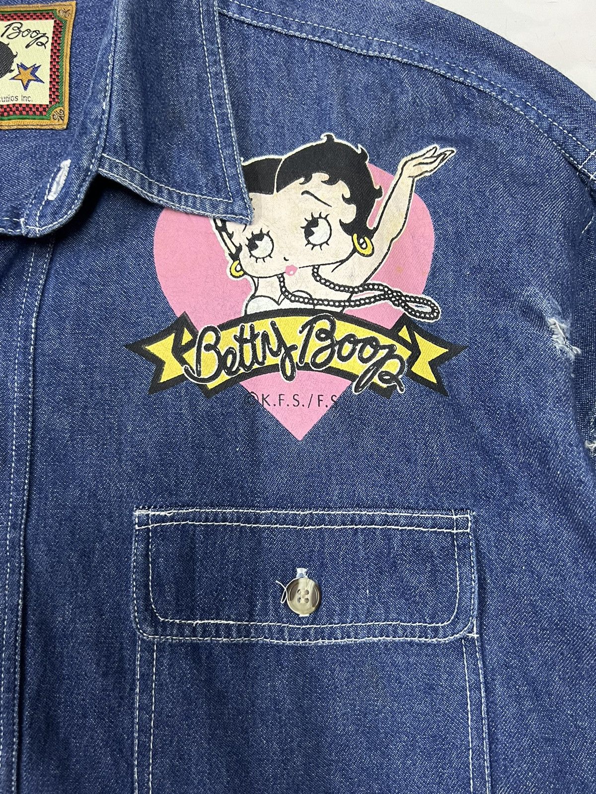 Cartoon Network Vtg Betty Boop denim Y2k distressed shirt Size US M / EU 48-50 / 2 - 5 Thumbnail