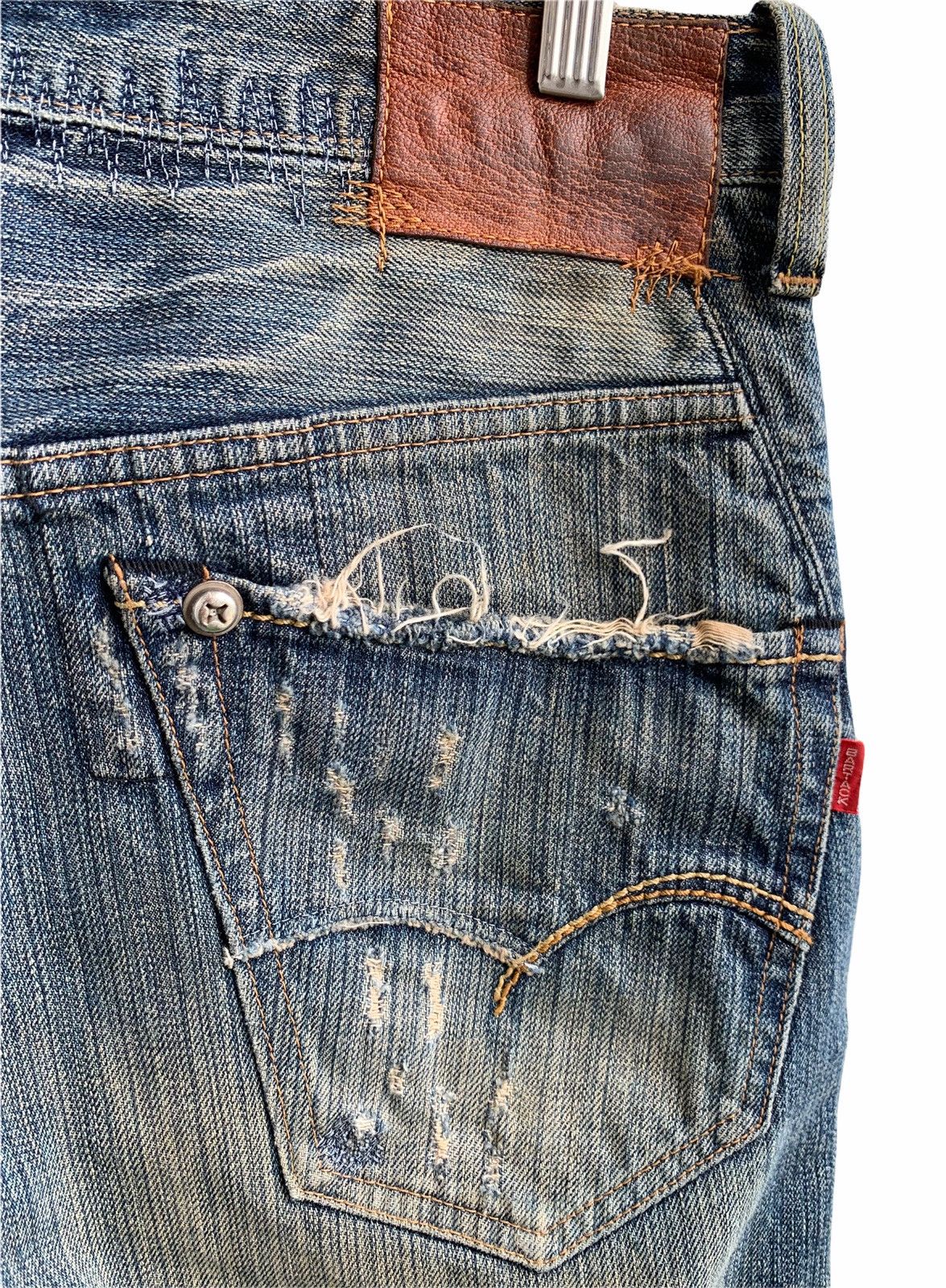 Japanese Brand Bartack Distressed Denim Jeans Size US 34 / EU 50 - 9 Thumbnail