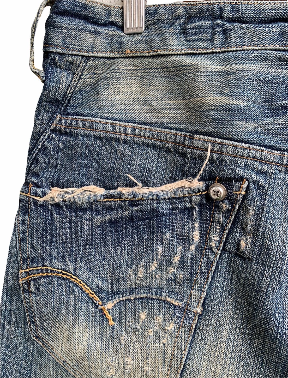 Japanese Brand Bartack Distressed Denim Jeans Size US 34 / EU 50 - 10 Thumbnail