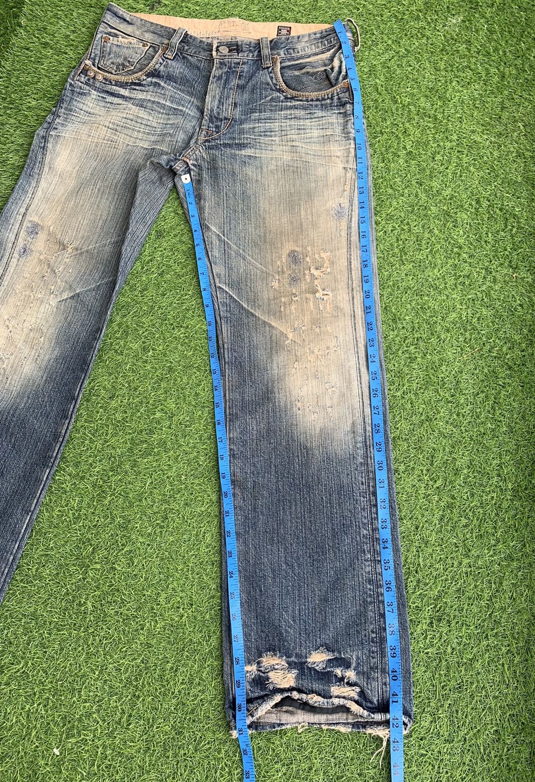 Japanese Brand Bartack Distressed Denim Jeans Size US 34 / EU 50 - 20 Thumbnail