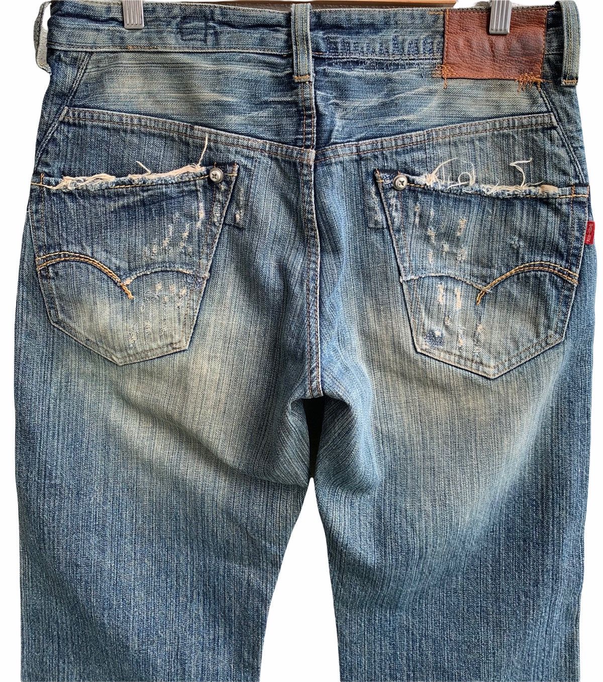 Japanese Brand Bartack Distressed Denim Jeans Size US 34 / EU 50 - 7 Thumbnail