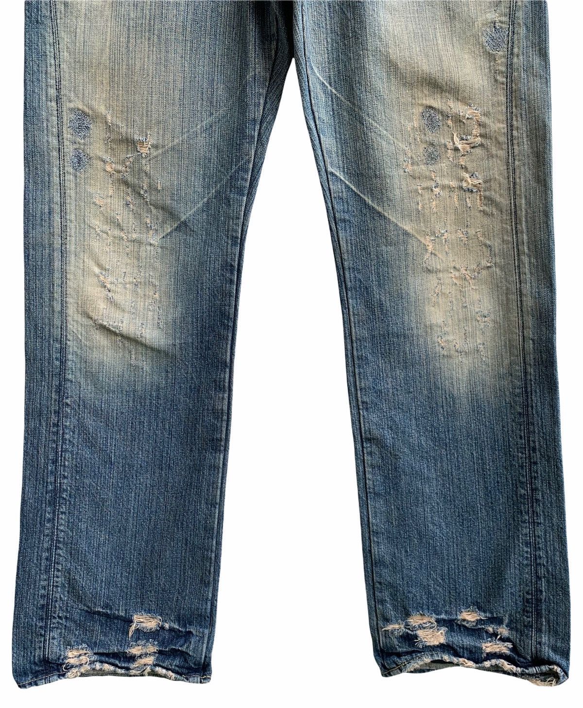 Japanese Brand Bartack Distressed Denim Jeans Size US 34 / EU 50 - 4 Thumbnail