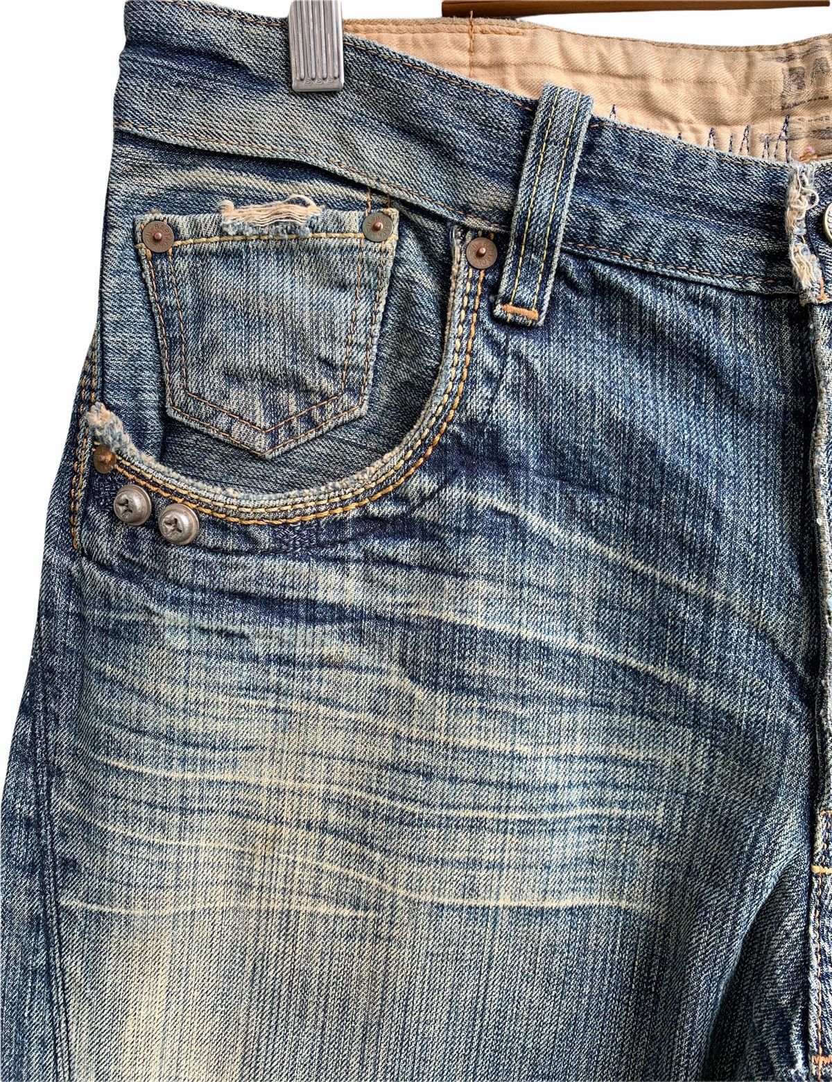 Japanese Brand Bartack Distressed Denim Jeans Size US 34 / EU 50 - 5 Thumbnail