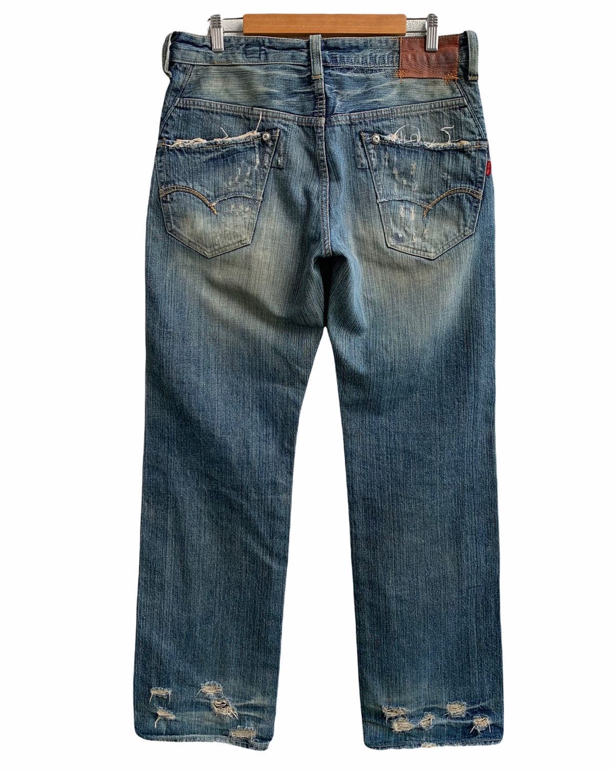 Japanese Brand Bartack Distressed Denim Jeans Size US 34 / EU 50 - 2 Thumbnail