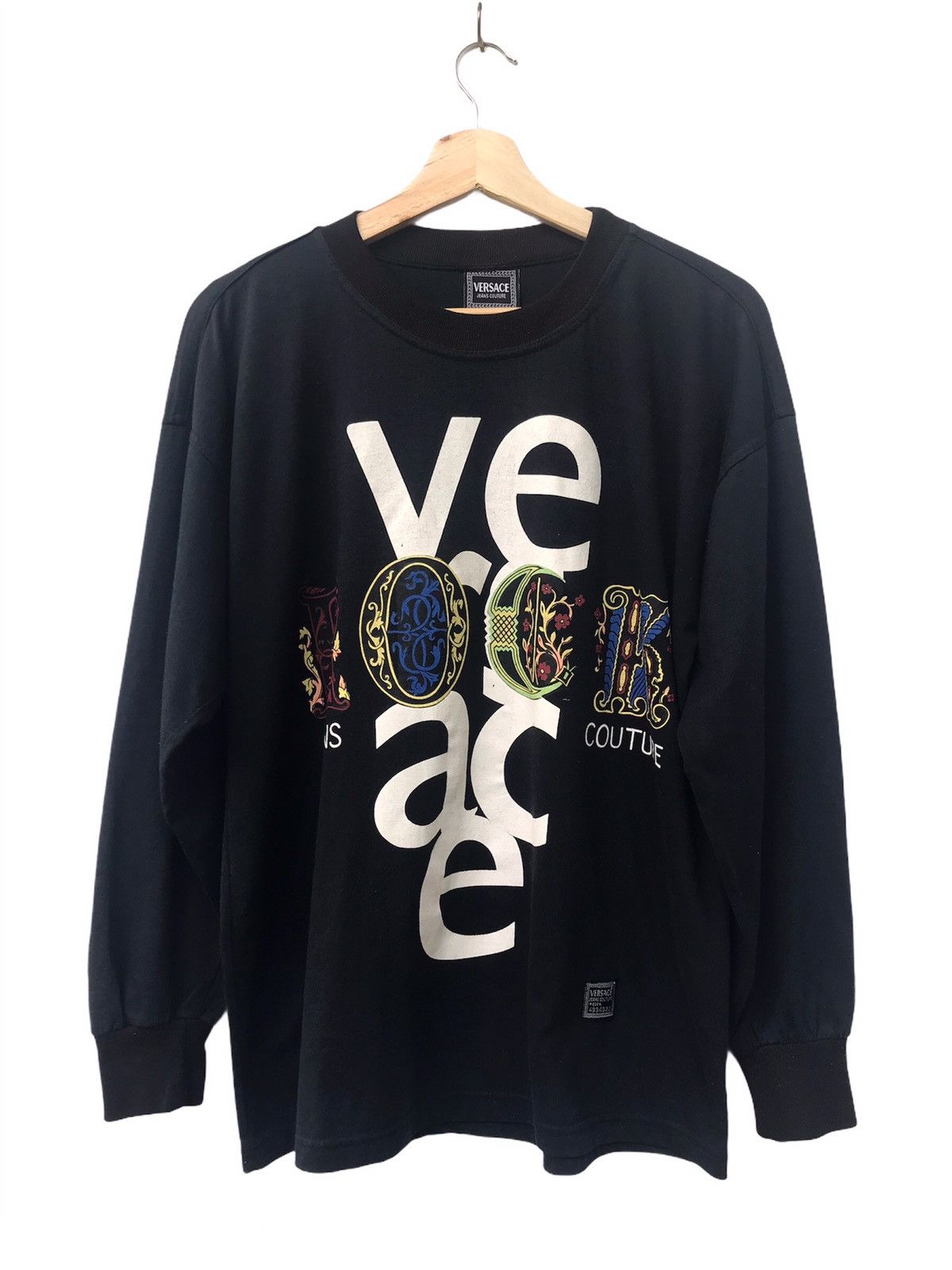 Designer × Versace × Vintage Vintage Versace Spell Out Logo Long Sleeve Shirt Size US L / EU 52-54 / 3 - 1 Thumbnail