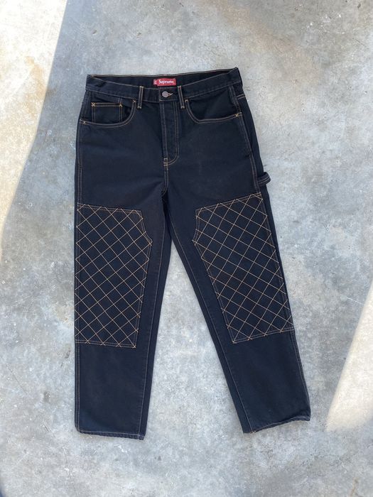 Supreme Supreme Denim Diamond Contrast Double Knee Denim Pants Sz