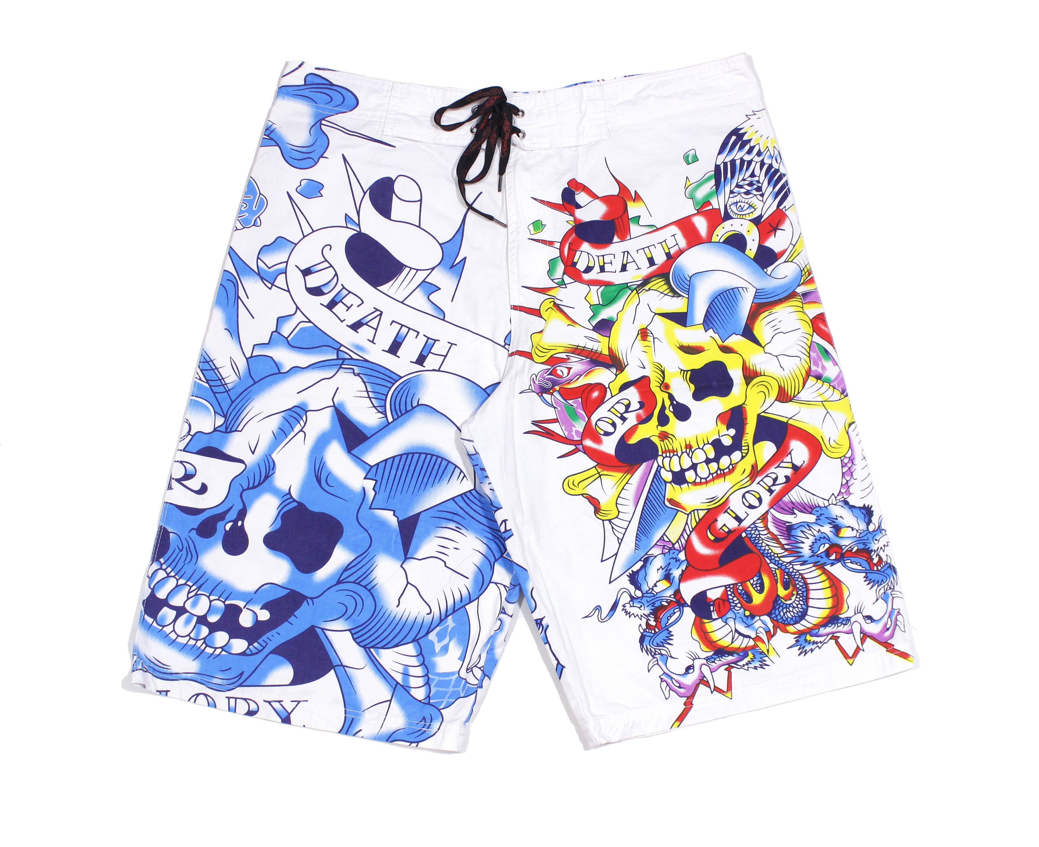 Christian Audigier Y2K Big Logo Skull Swim Shorts Vintage Size US 34 / EU 50 - 1 Thumbnail