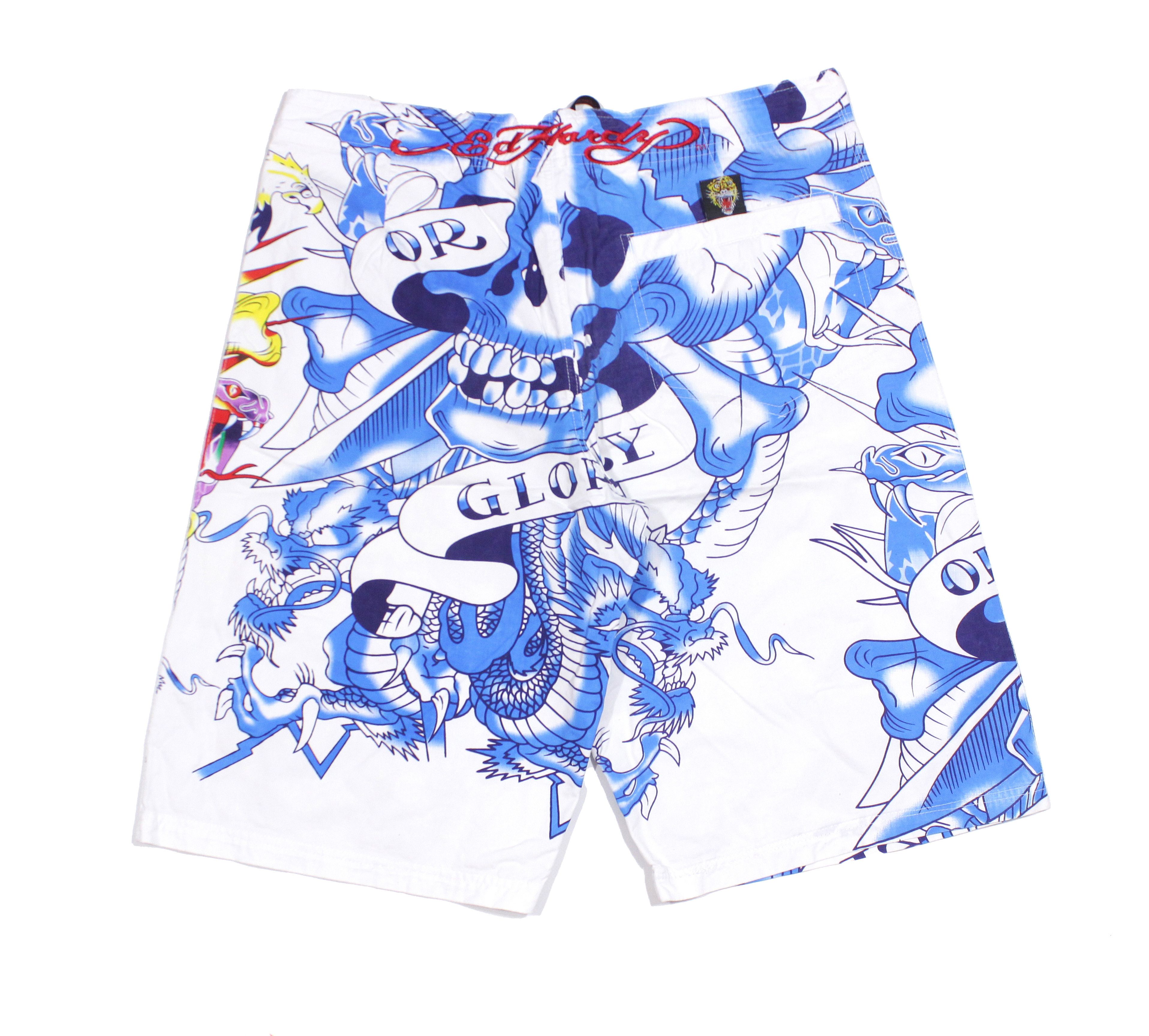 Christian Audigier Y2K Big Logo Skull Swim Shorts Vintage Size US 34 / EU 50 - 2 Thumbnail