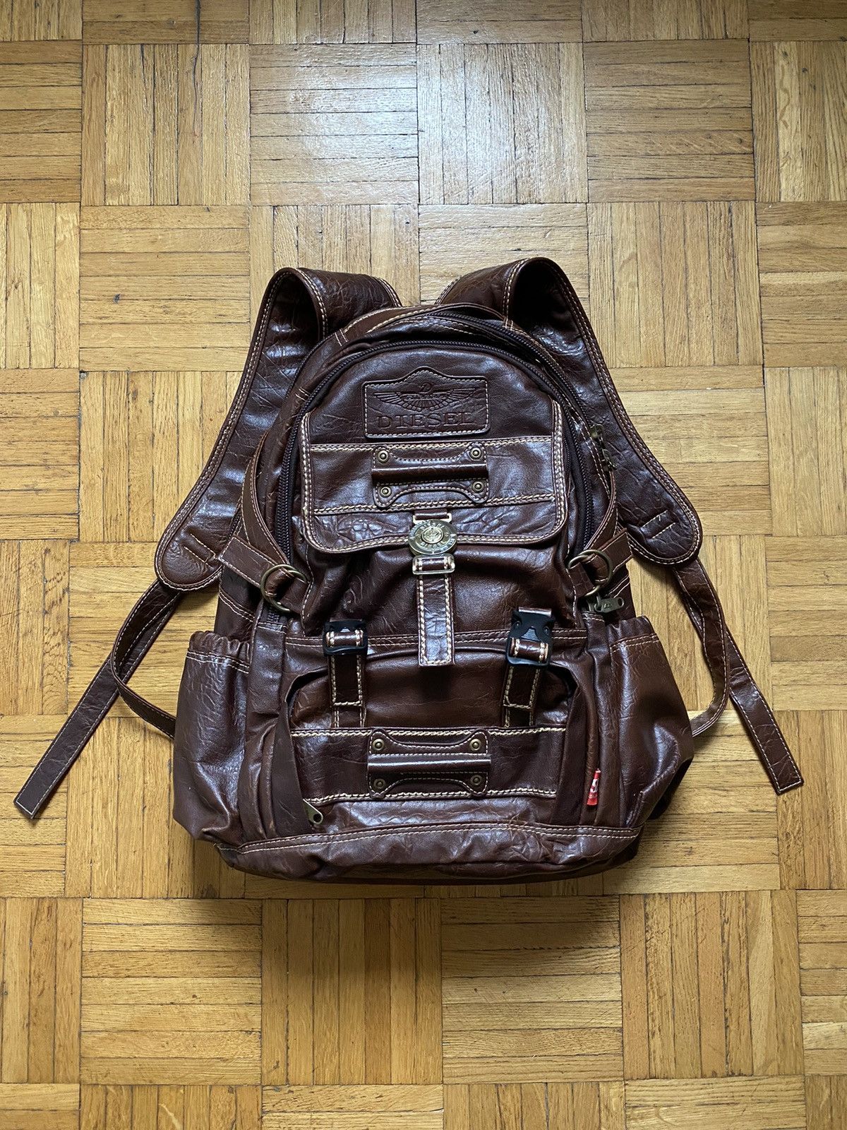 diesel leather backpacks Y2K Vintage Utility Cargo Backpack  Canvas & Multi Poc  VultureVintage this practical backpack features a genderless design thats both sleek and durable Men's D-Pack-Backpack in satin-touch fabric