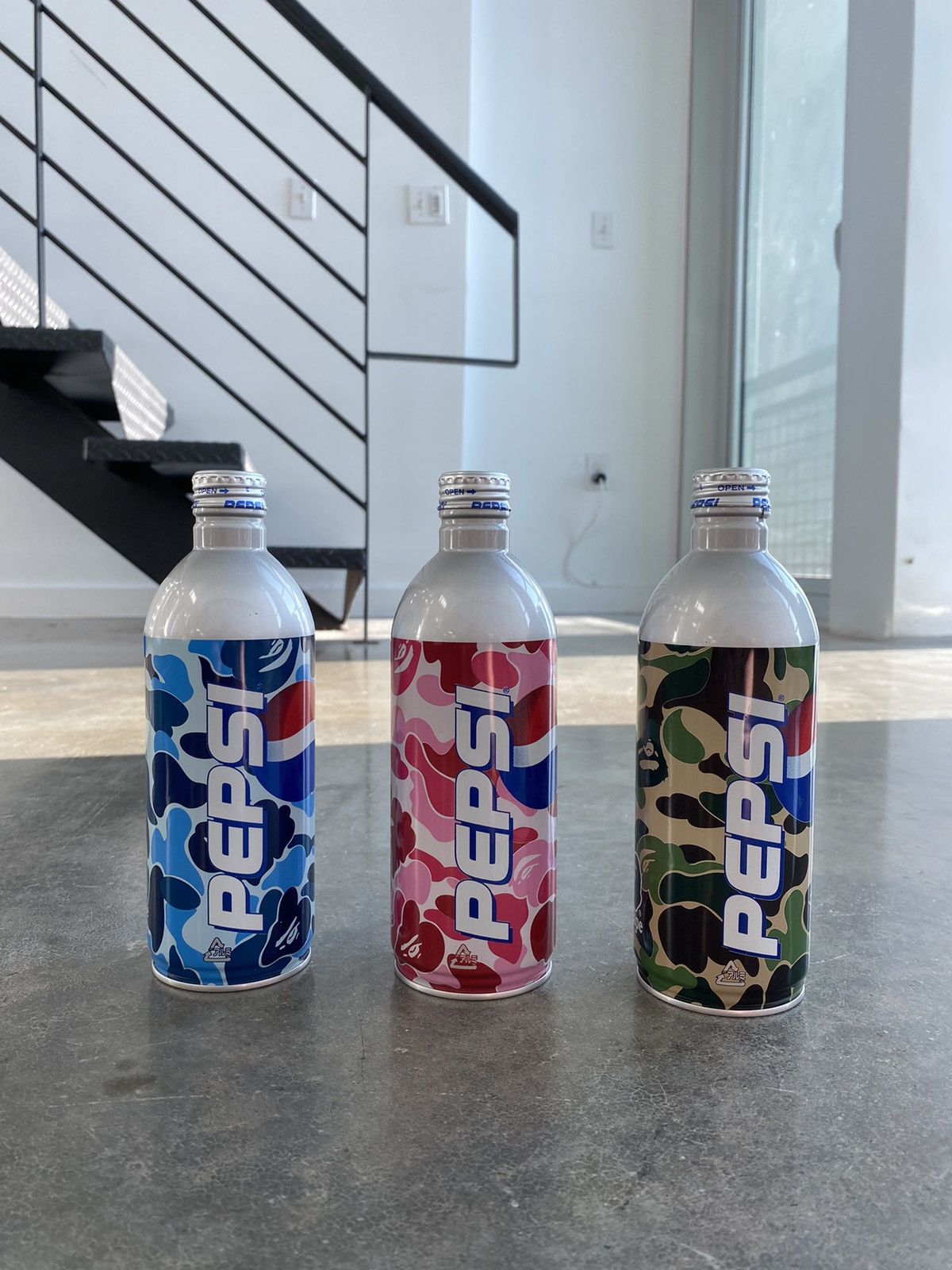image of Bape X Pepsi Camo Bottle Set in Black, Men's