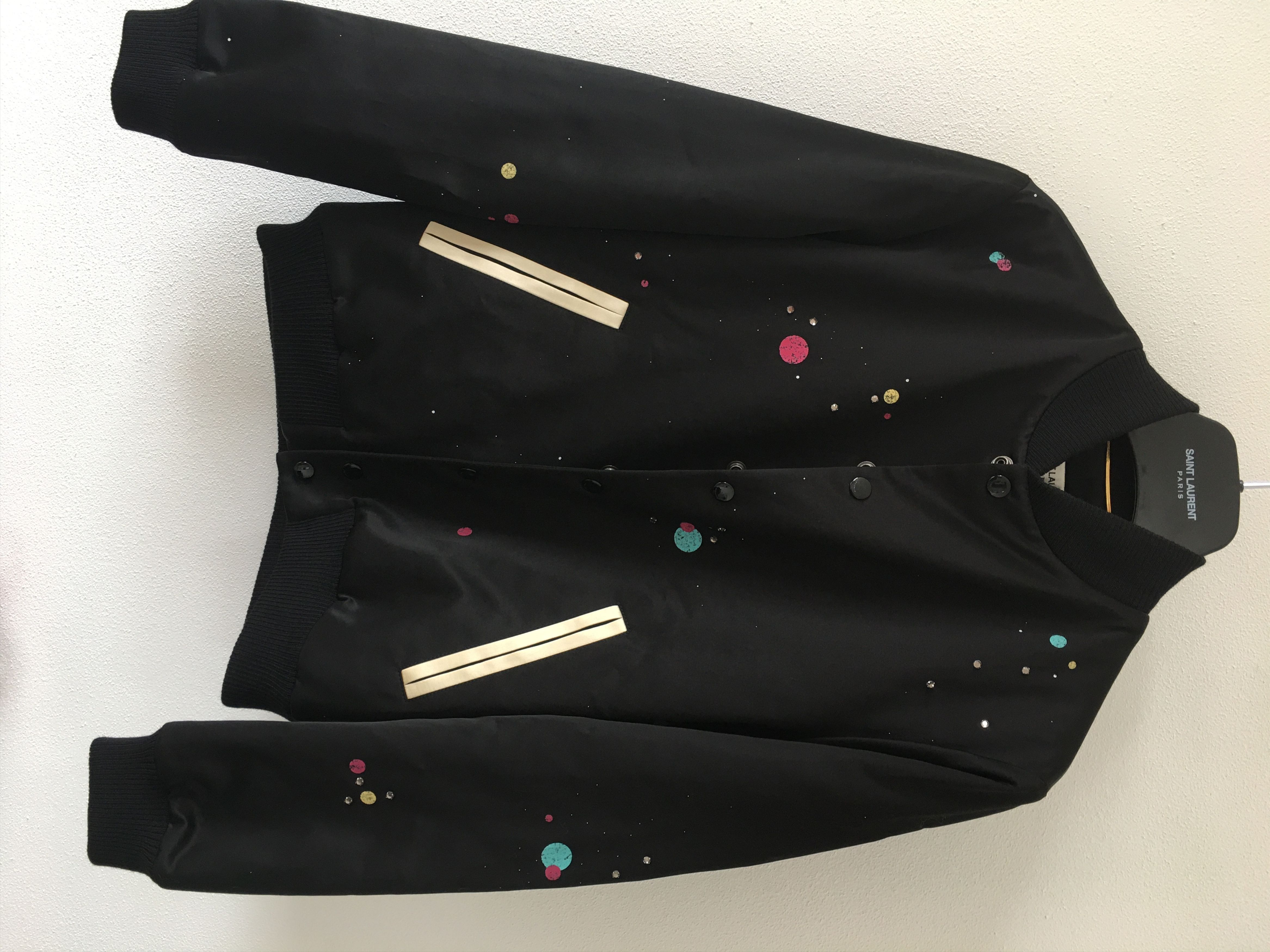 image of Saint Laurent Paris Teddy Jacket Galaxy Logo in Black, Women's (Size XS)