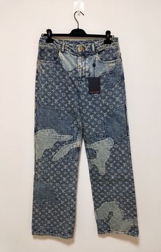 Louis Vuitton Monogram Printed Denim Pants Indigo. Size 32