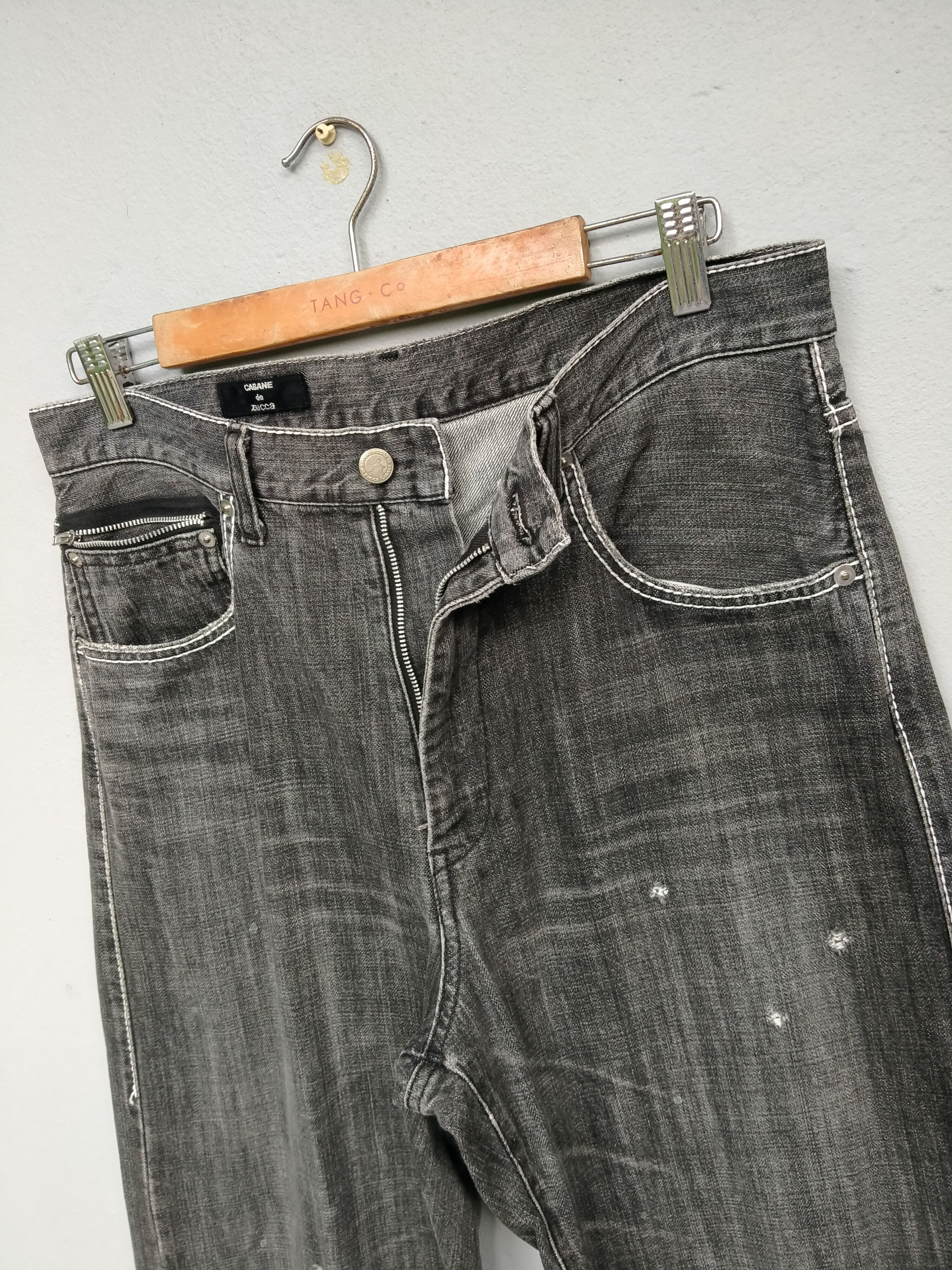 image of Vintage Cabane De Zucca Distressed Denim Jeans, Men's (Size 32)