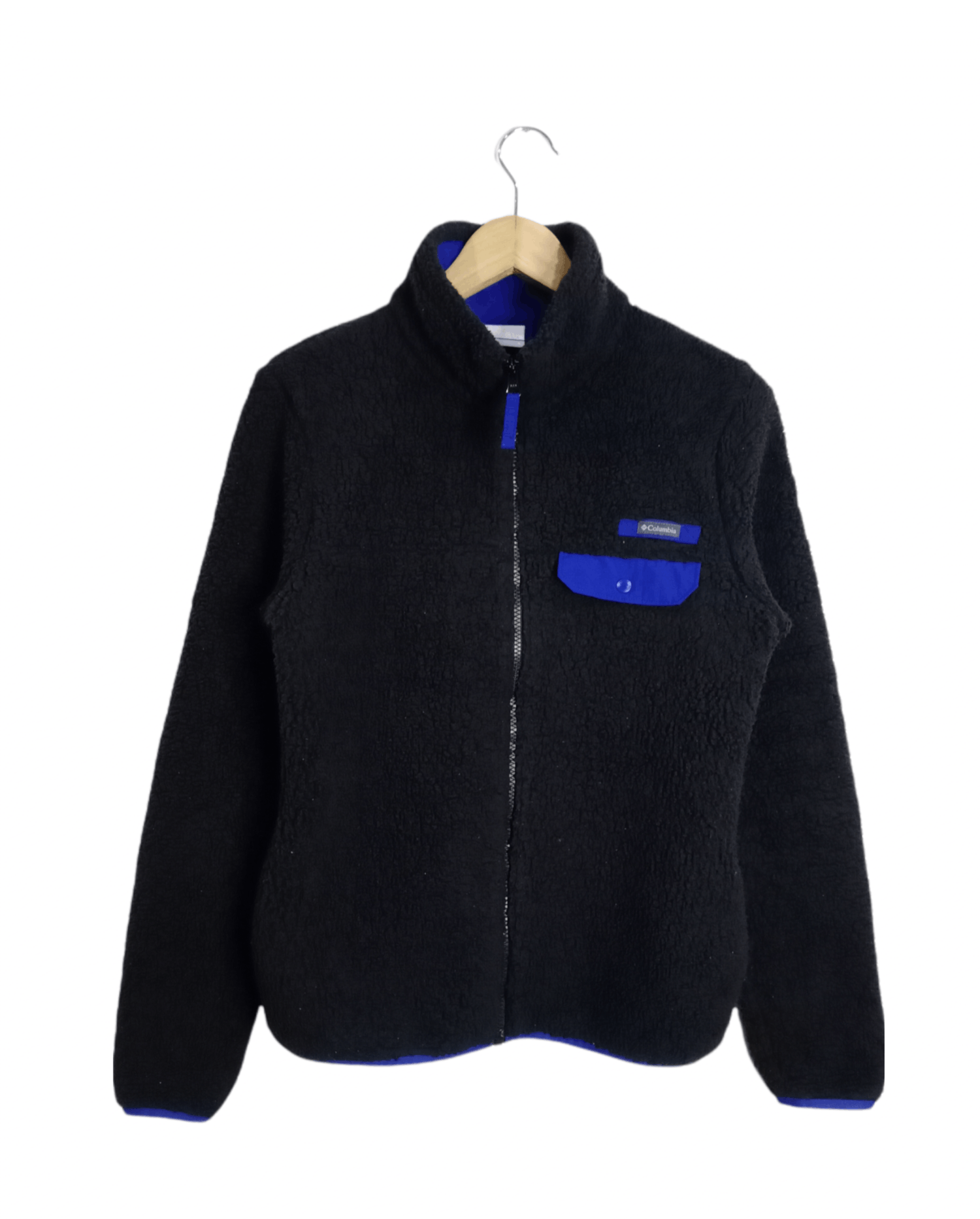 image of Vintage Columbia Deep Pile Sherpa Fleece Jacket in Dark Blue, Men's (Size Small)