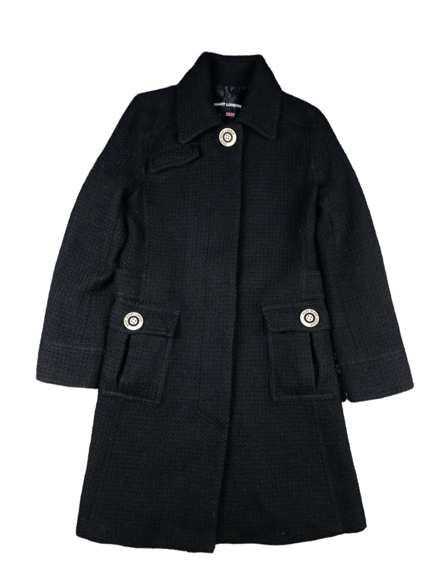 image of Avant Garde mary Quant London Wool Long Coat Jacket in Black, Women's (Size Medium)