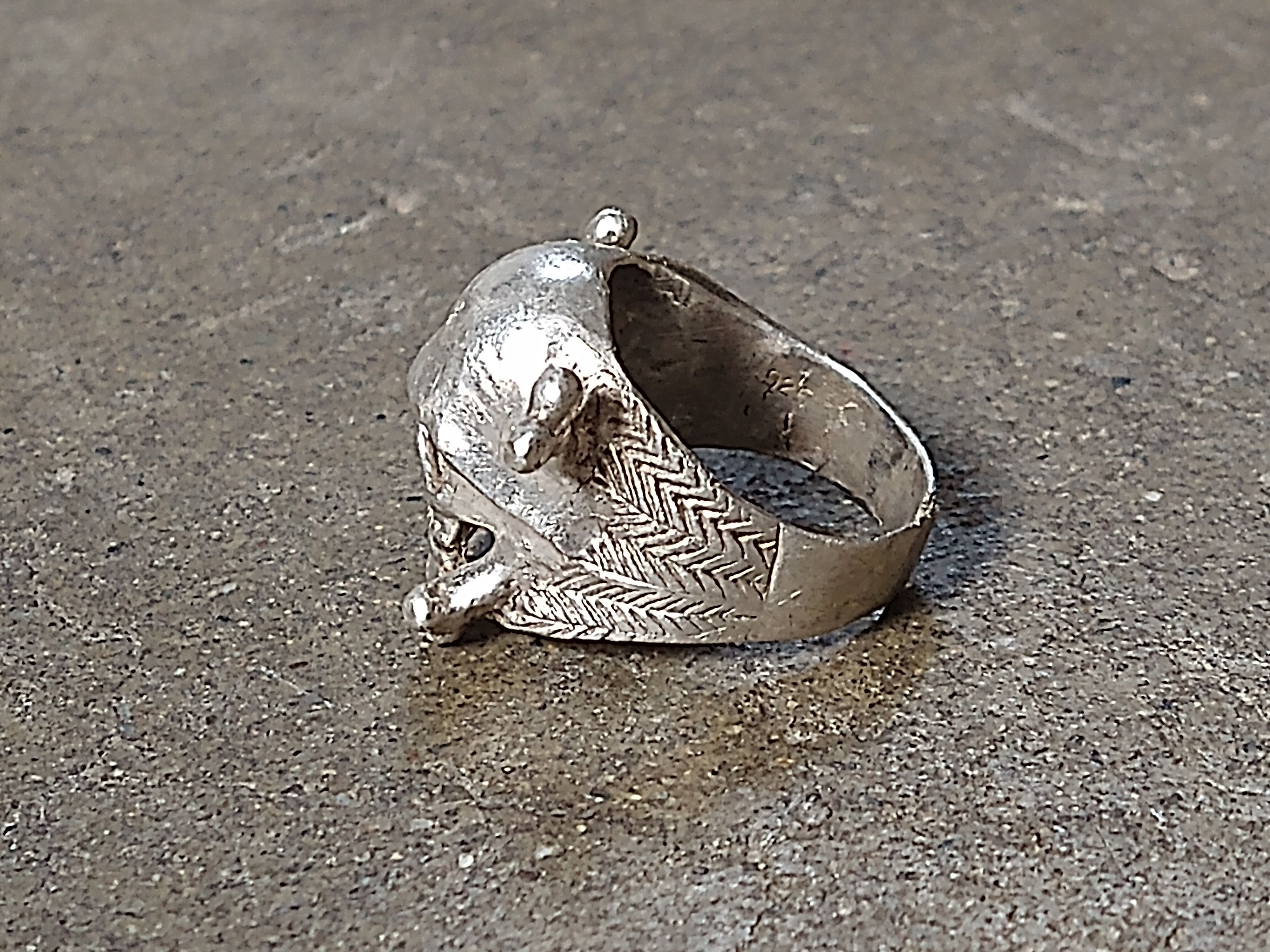Jewelry Vintage Sterling Silver Ring Skull Biker Size 9.25 Skeleton Size ONE SIZE - 6 Thumbnail