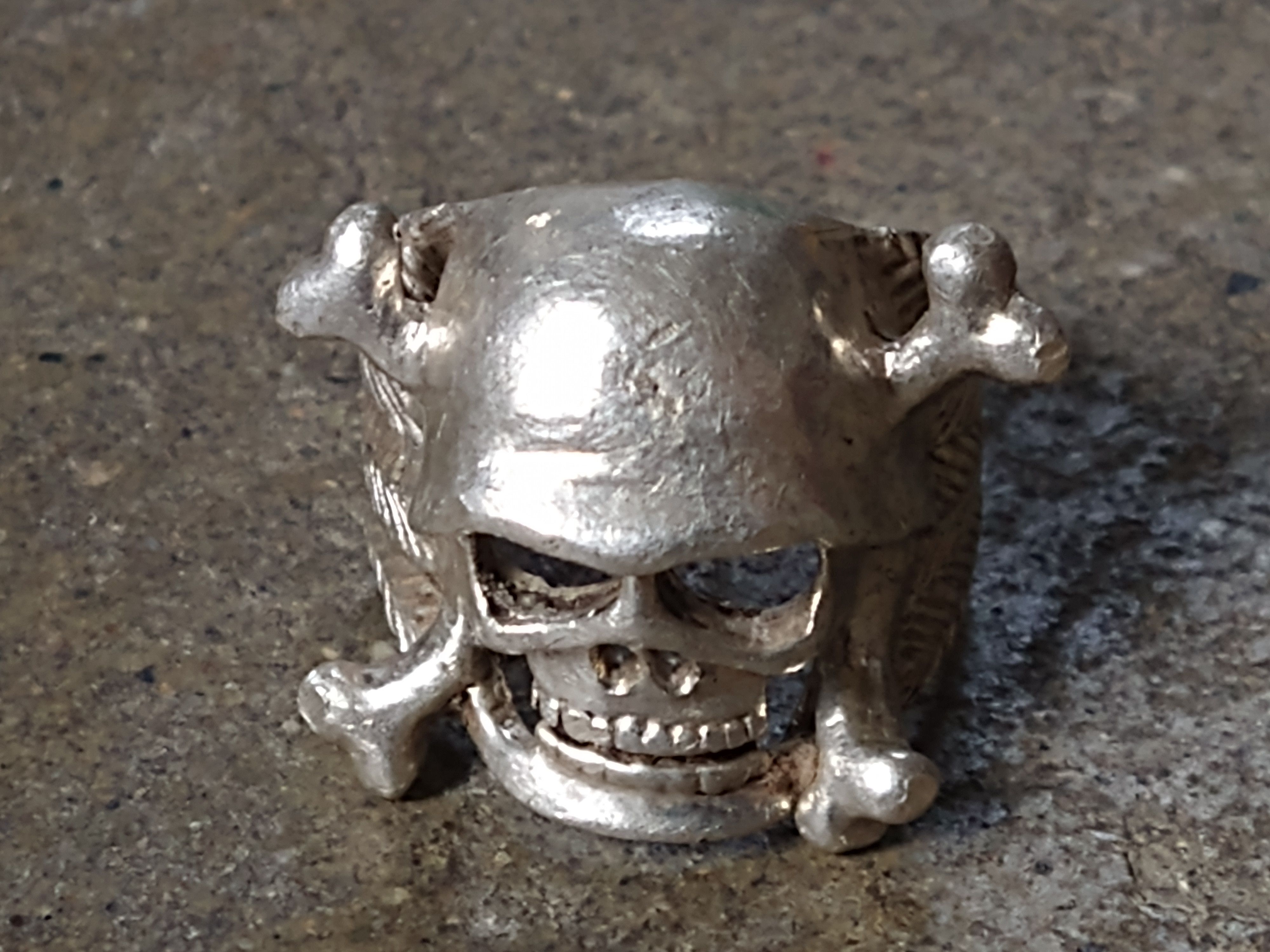 Jewelry Vintage Sterling Silver Ring Skull Biker Size 9.25 Skeleton Size ONE SIZE - 4 Thumbnail