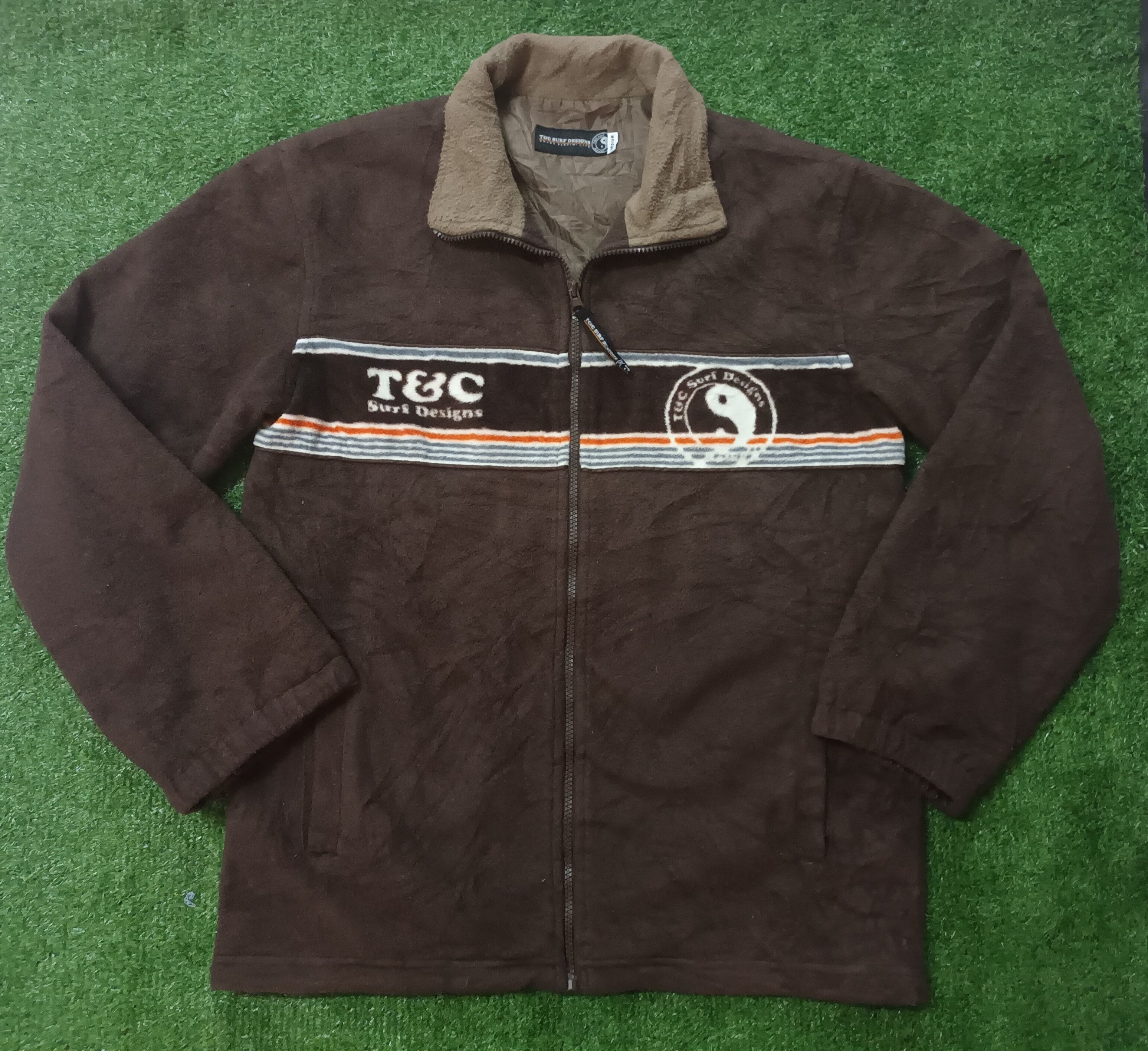 image of Hawaiian Shirt x Surf Style Hawaii T&c Surf Zipper Jacket in Chocolate, Men's (Size Medium)