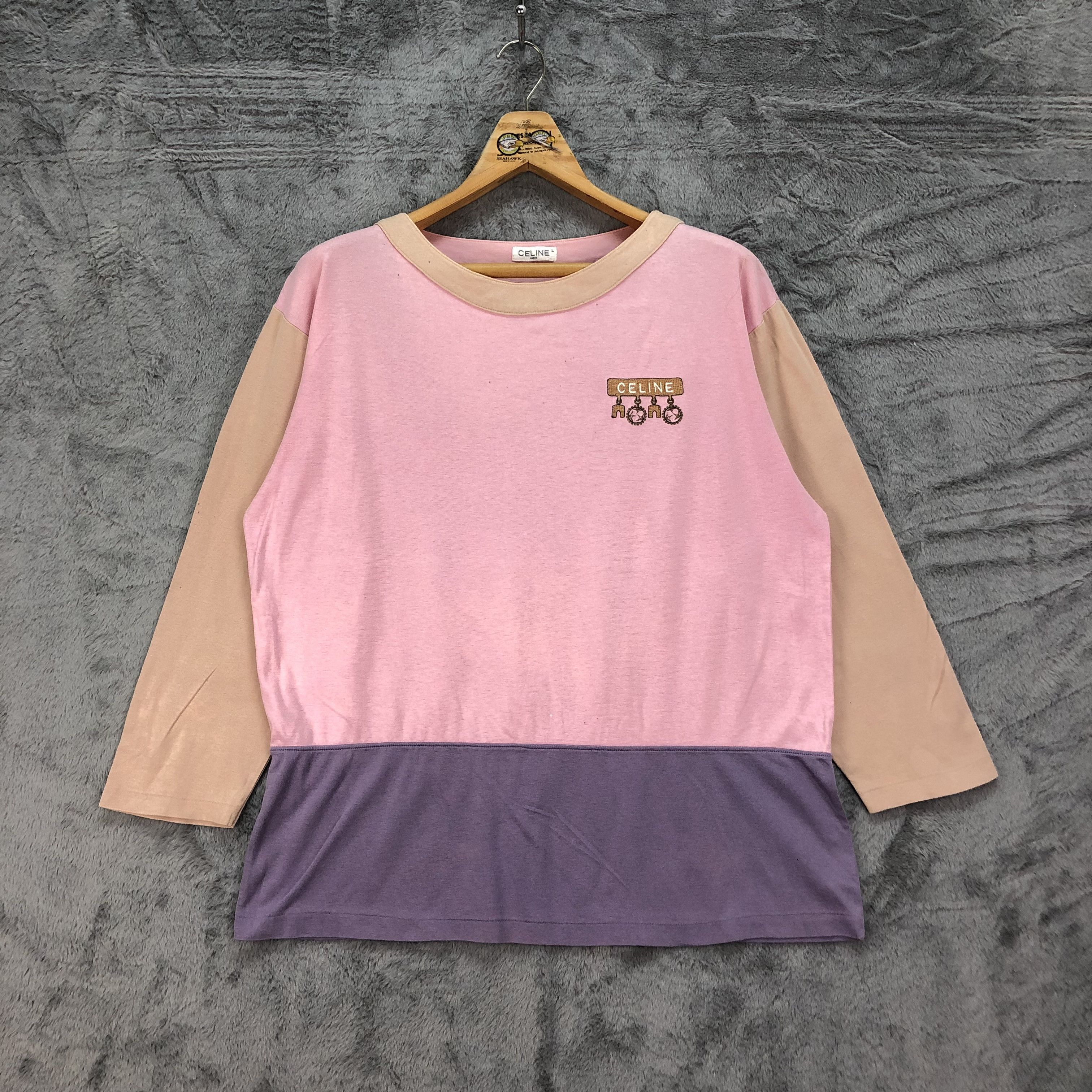image of Celine Paris Colorblock Long Sleeve T Shirts 4534-158 in Mix, Women's (Size Large)